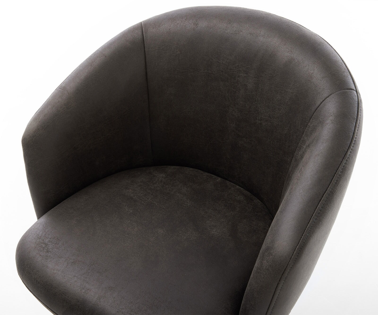 Chaise-pivotante Caja-Flex avec accoudoirs microvelours anthracite vintage pied croisé conique acier inoxydable brossé pivotement sur 180° ressorts ensachés 4