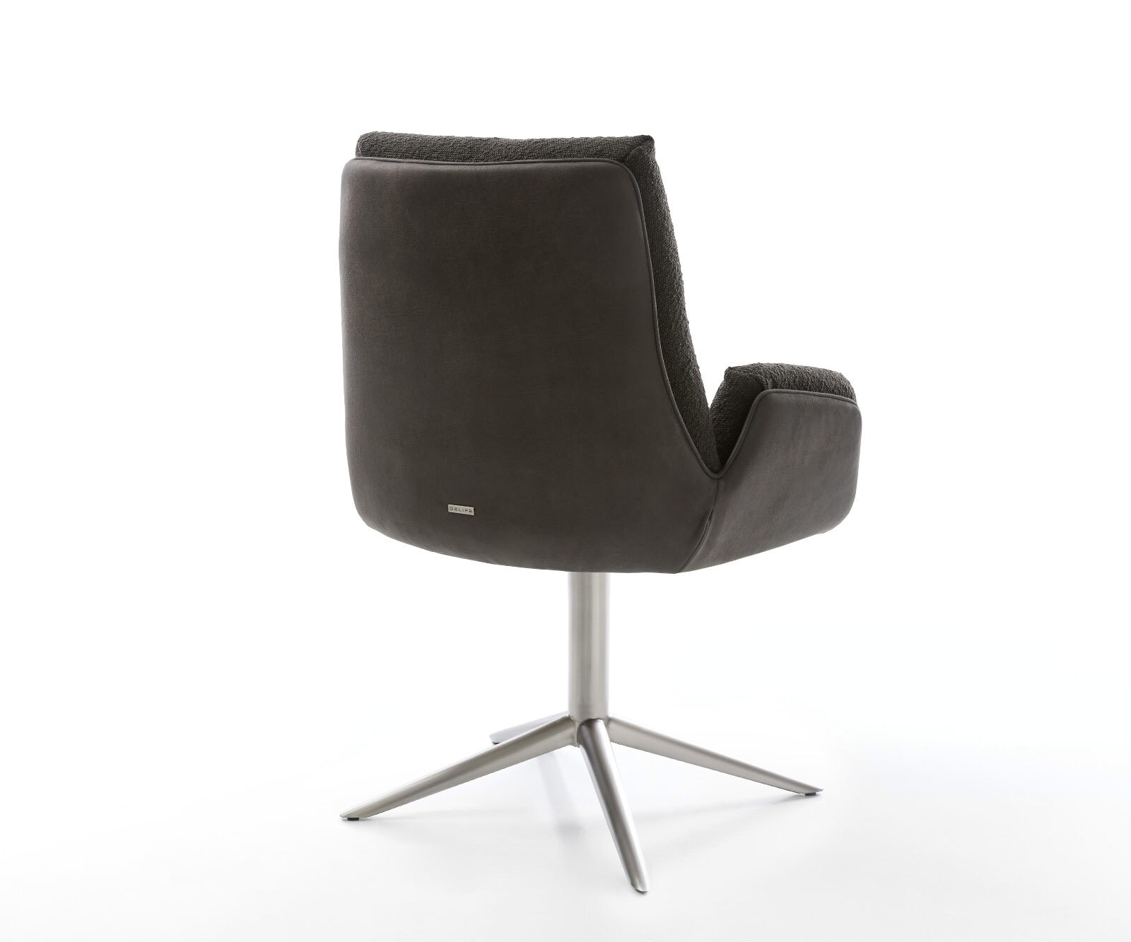 Chaise-pivotante Clea-Flex tissu mixte noir pied de chaise 4 branches acier inoxydable brossé pivotement sur 360° fonction bascule 4