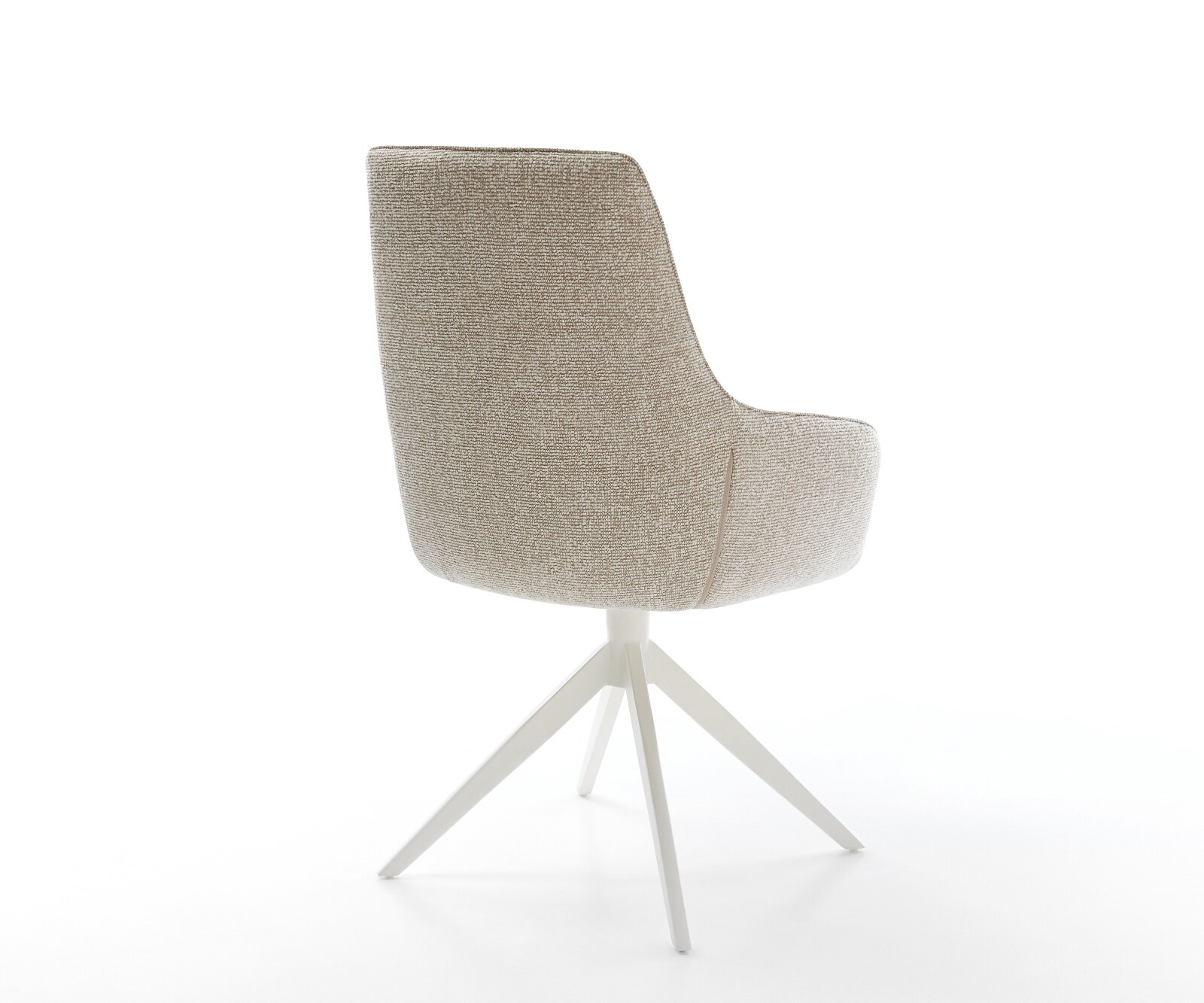 Chaise-pivotante Zelia-Flex avec accoudoirs tissu tissé doux beige pied croisé large blanc pivotement sur 360° fonction bascule resorts ensachés 4