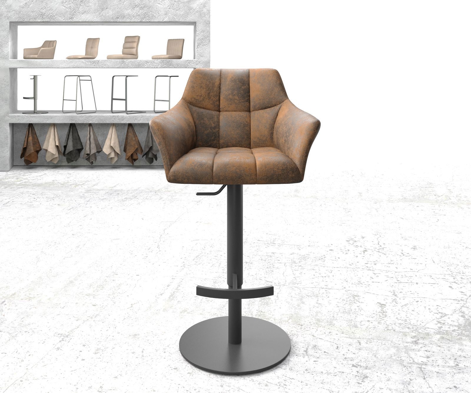 Barstuhl Yulo-Flex Vintage Braun Drehfuß höhenverstellbar Metall 1 Barstuhl Yulo-Flex Vintage Braun Drehfuß höhenverstellbar Metall 1