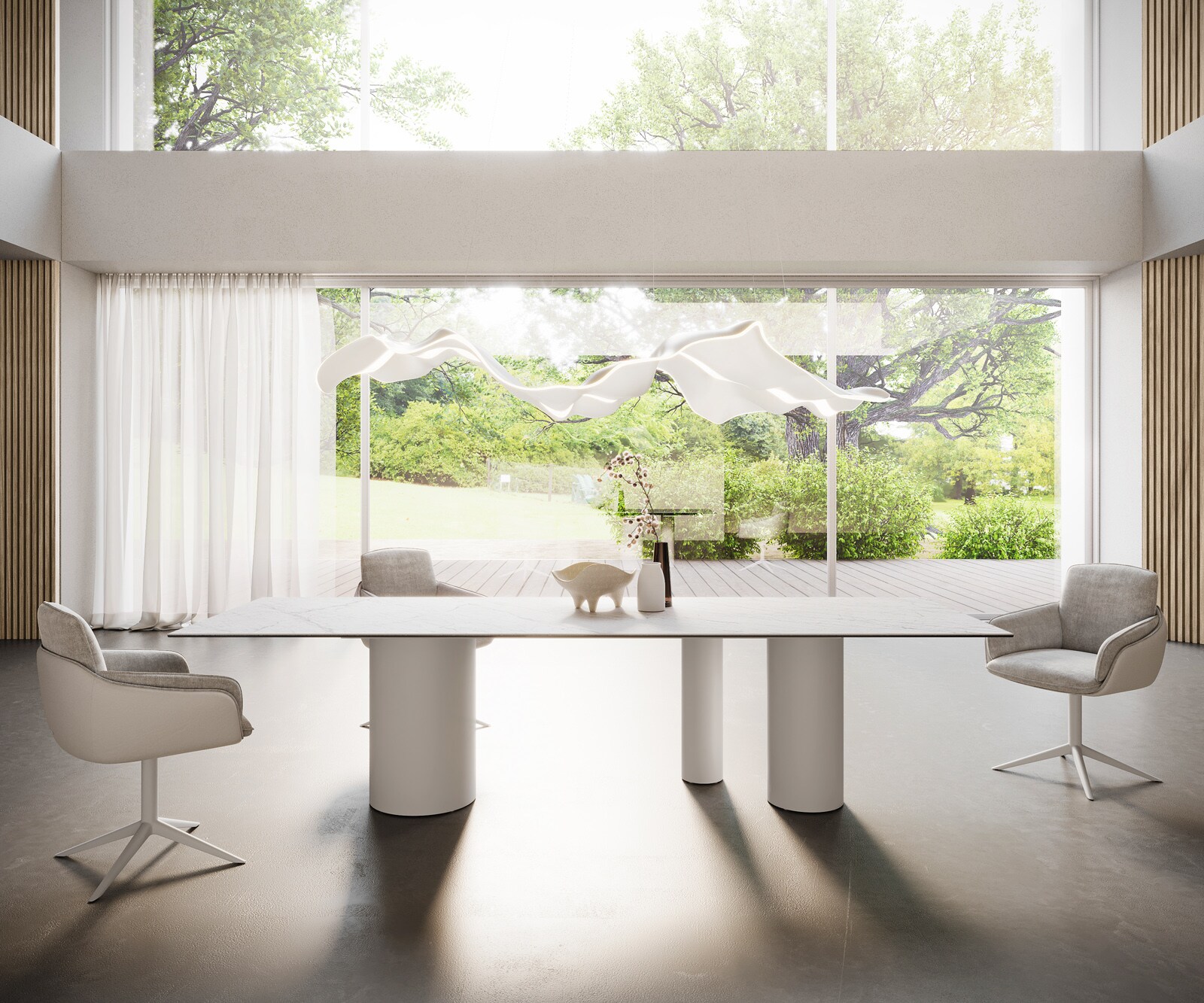 Esstisch Edge 300x100 Keramik Laminam®Statuarietto Weiß Troa Metall Weiß 3