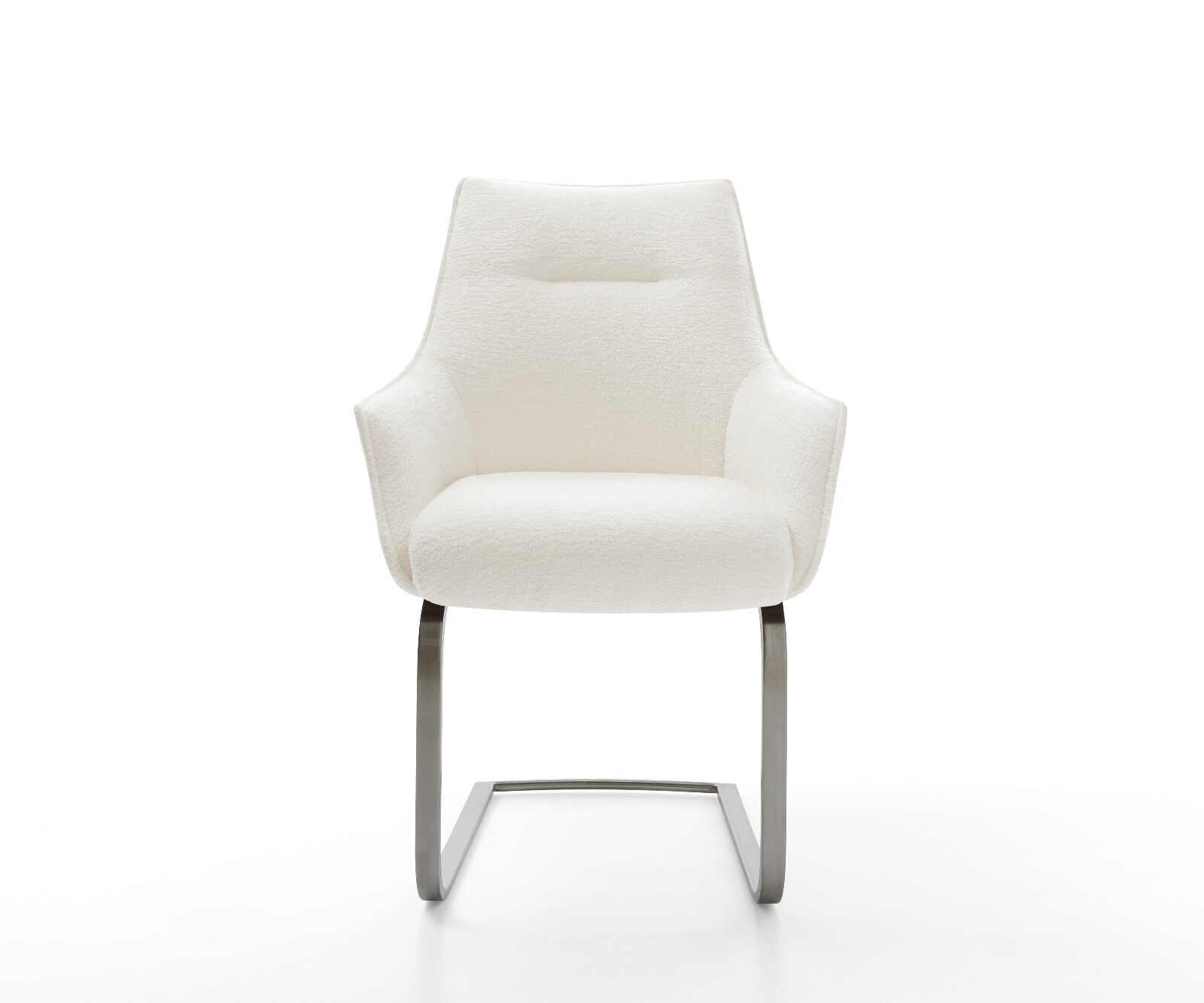 Freischwinger Alja-Flex mit Armlehnen Bouclé Soft Beige Freischwinger flach Graphit Taschenfederkern 1