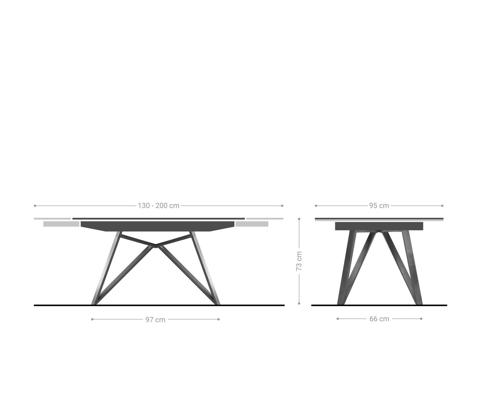 Esstisch Carlow 130/200x95 cm Keramik Braun Edelstahl ausziehbar 8