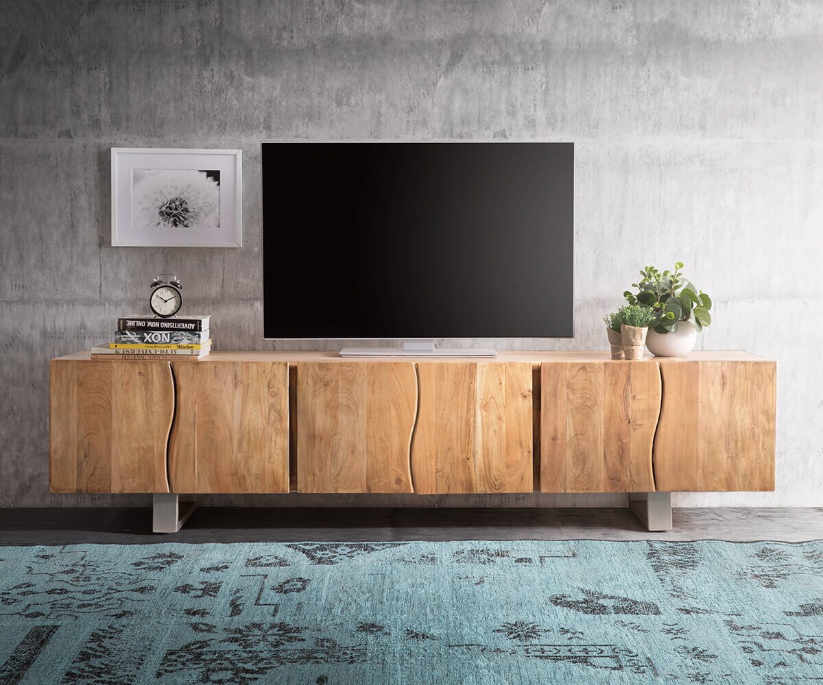 Lowboard Live-Edge 220 cm Akazie Natur massiv 6 Türen 1