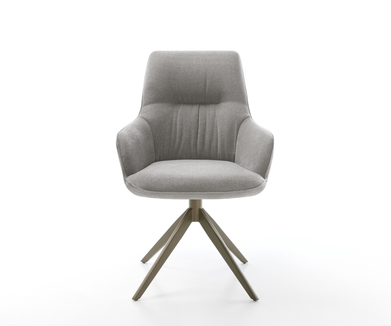 Chaise-pivotante Zelia-Flex avec accoudoirs tissu structuré doux gris pied croisé large aspect titane pivotement sur 360° fonction bascule resorts ensachés 1