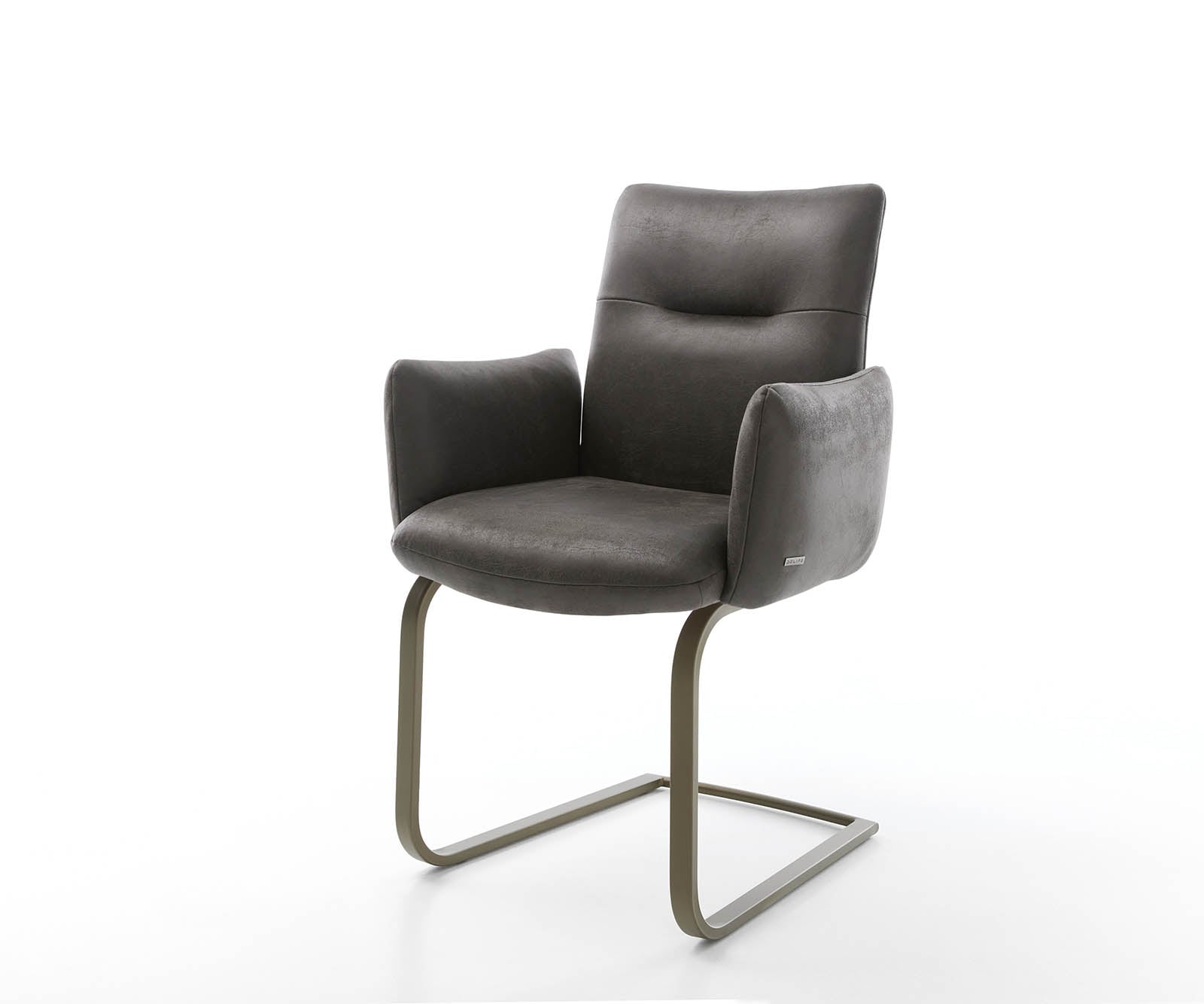 Freischwinger Jova-Flex mit Armlehnen Anthrazit Vintage Freischwinger flach Effektfinish Titan Taschenfederkern