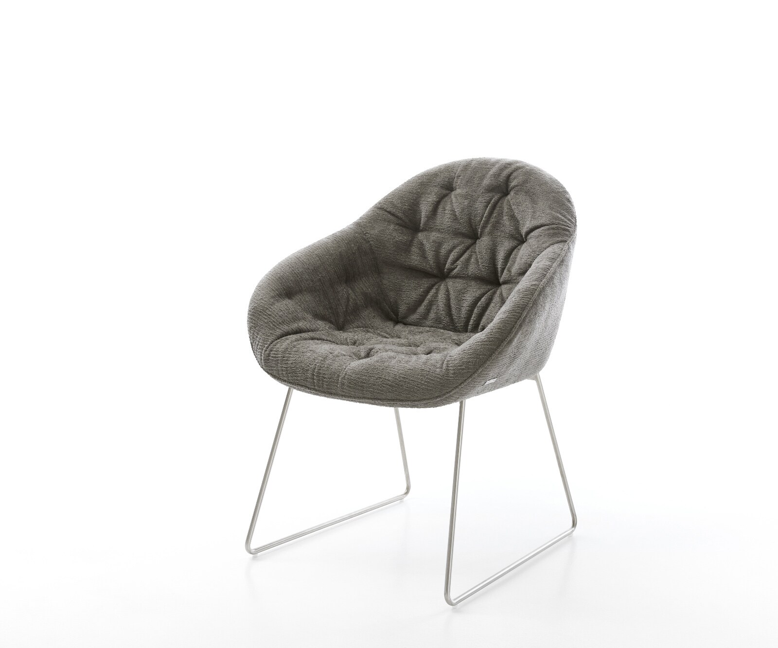 Esszimmerstuhl Gaio-Flex Bouclé Soft Schlamm Kufengestell Edelstahl 1