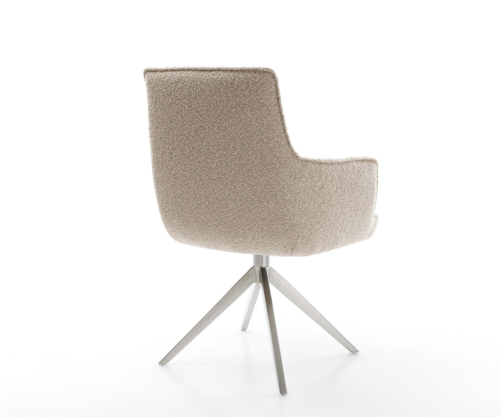 Chaise-pivotante Heira-Flex avec accoudoirs bouclé boue pied croisé large acier inoxydable pivotement sur 360° fonction bascule ressorts ensachés 4