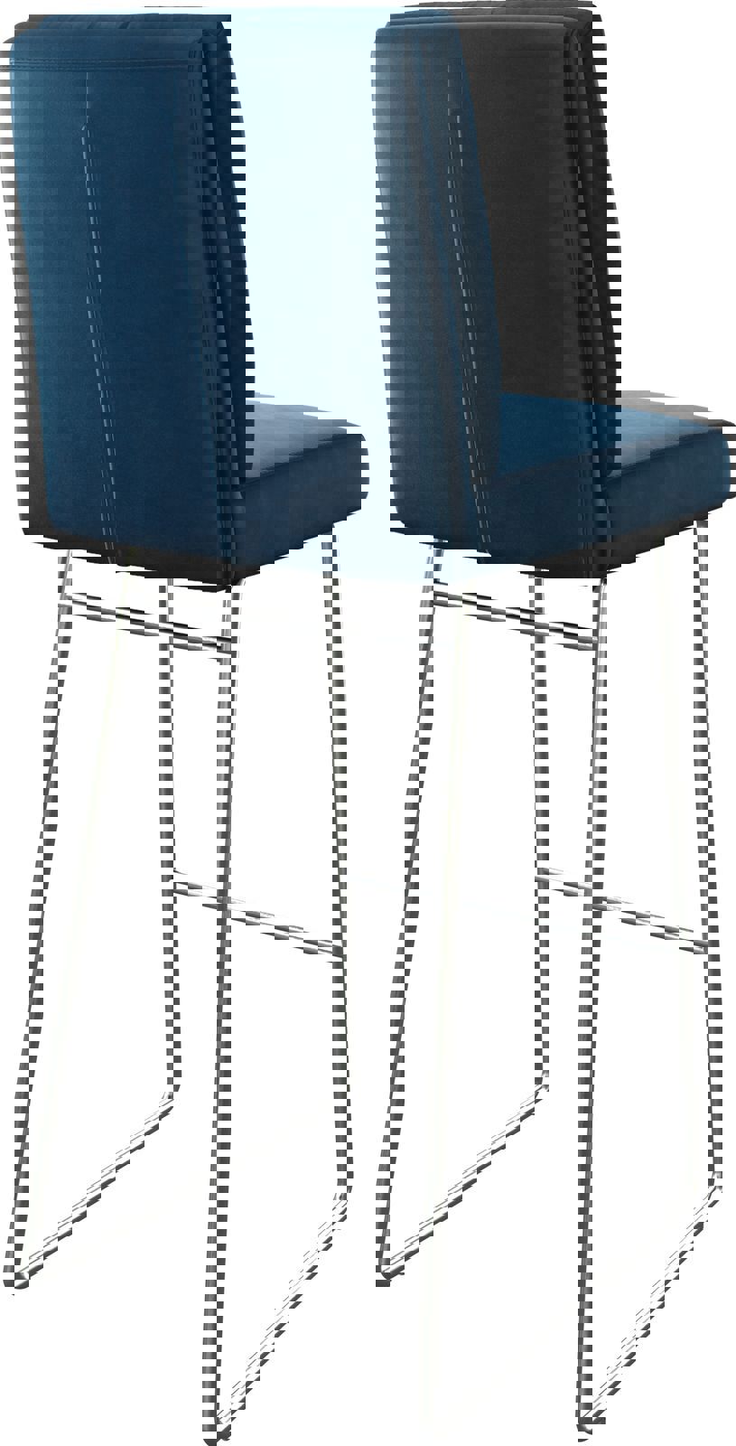 Chaise-de-bar Pela-Flex velours bleu cadre de patins acier inoxydable 5
