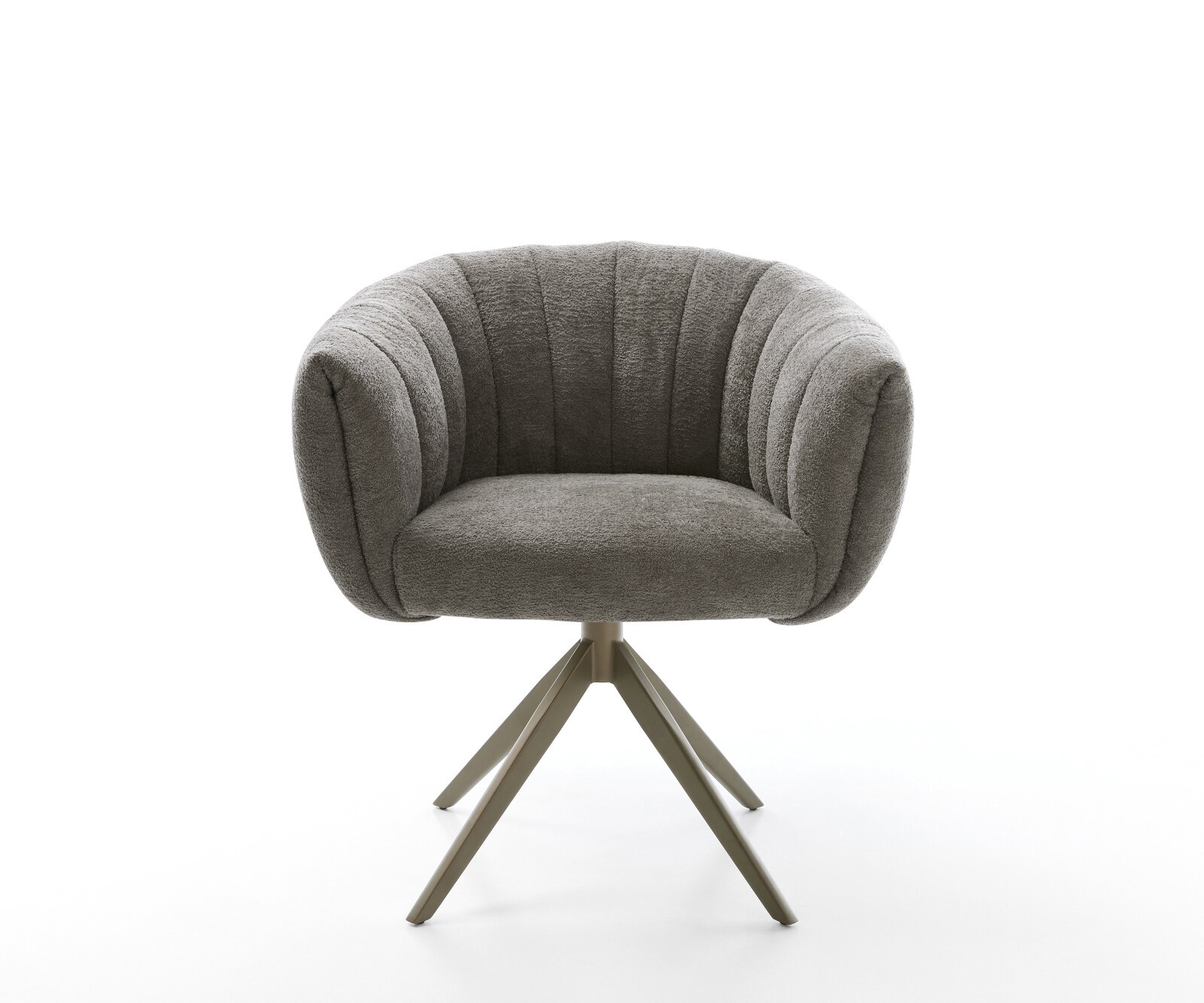 Chaise-pivotante Jada-Flex bouclé doux couleur boue pied croisé large aspect titane pivotement sur 360° fonction bascule ressorts ensachés 2