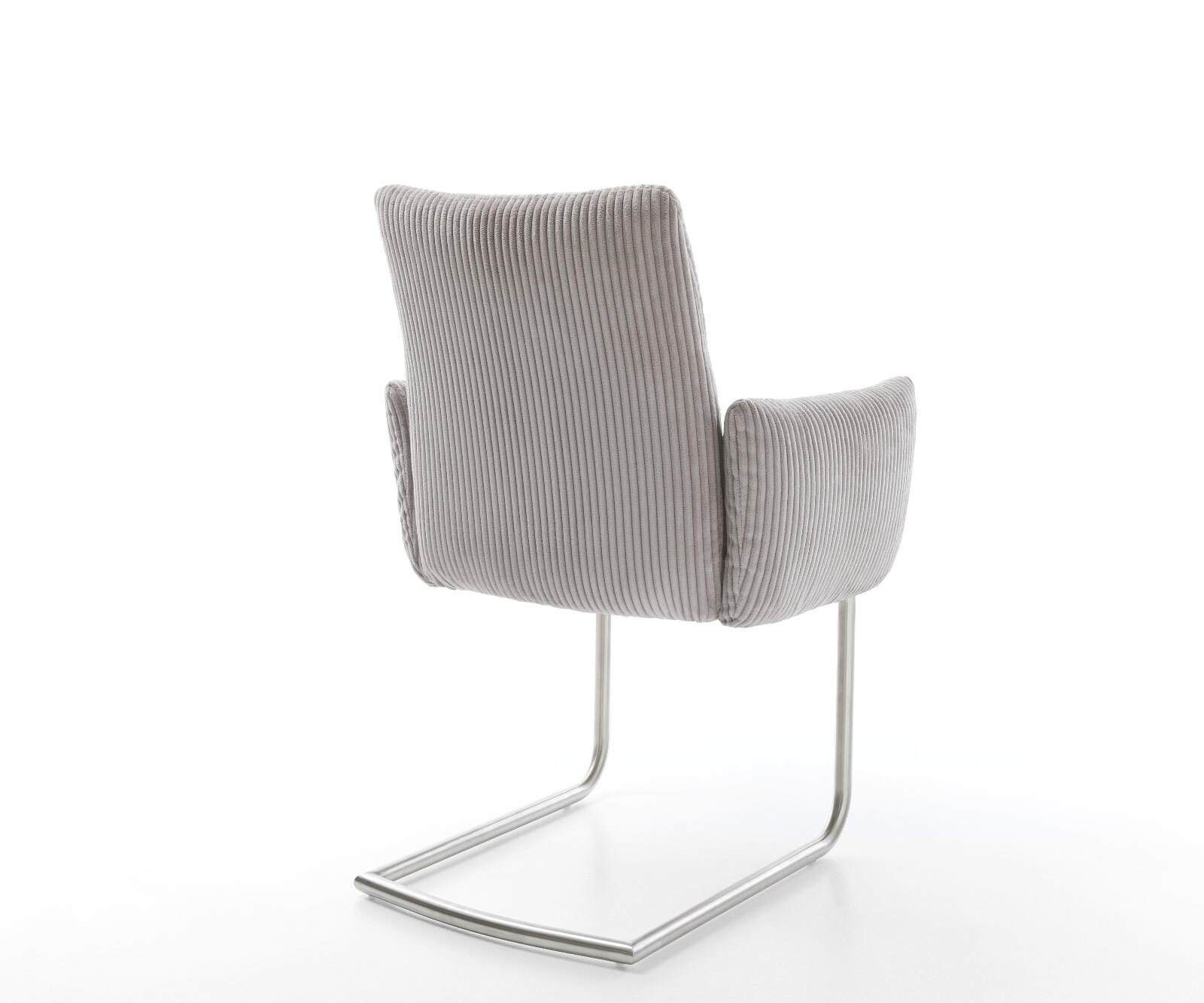 Cantilever Jova-Flex avec accoudoirs côtelé gris argenté pied cantilever rond acier inoxydable brossé ressorts ensachés 5