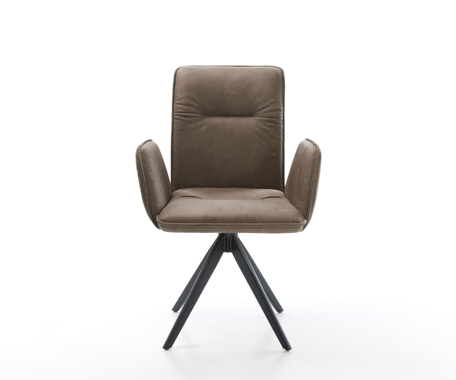 Chaise-de-salle-à-manger Vinja-Flex microvelours taupe vintage pied croisé angulaire noir 1