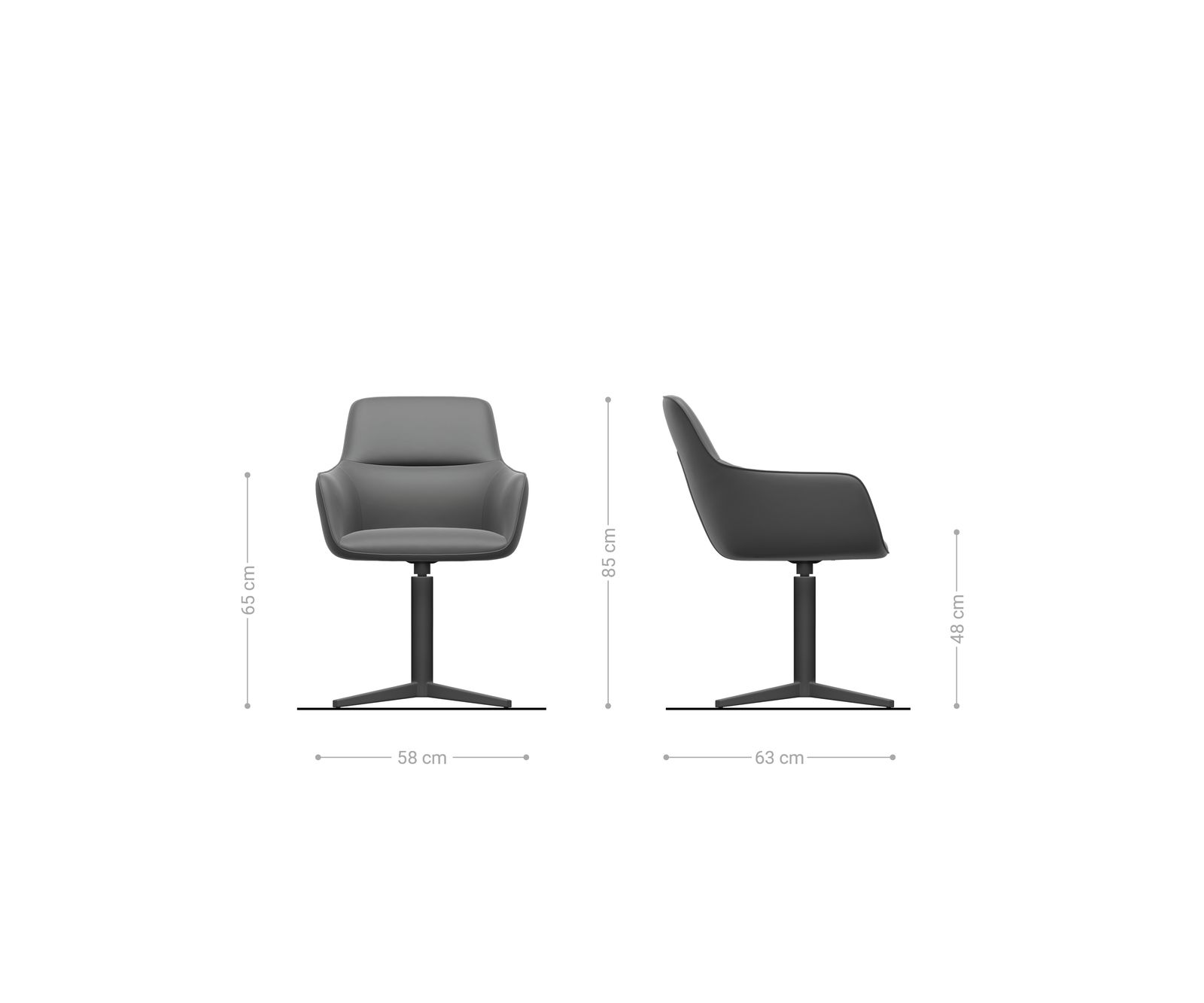 Drehstuhl Pejo-Flex Materialmix Schlamm Fußkreuz Effektfinish Titan 360° drehbar Taschenfederkern 6