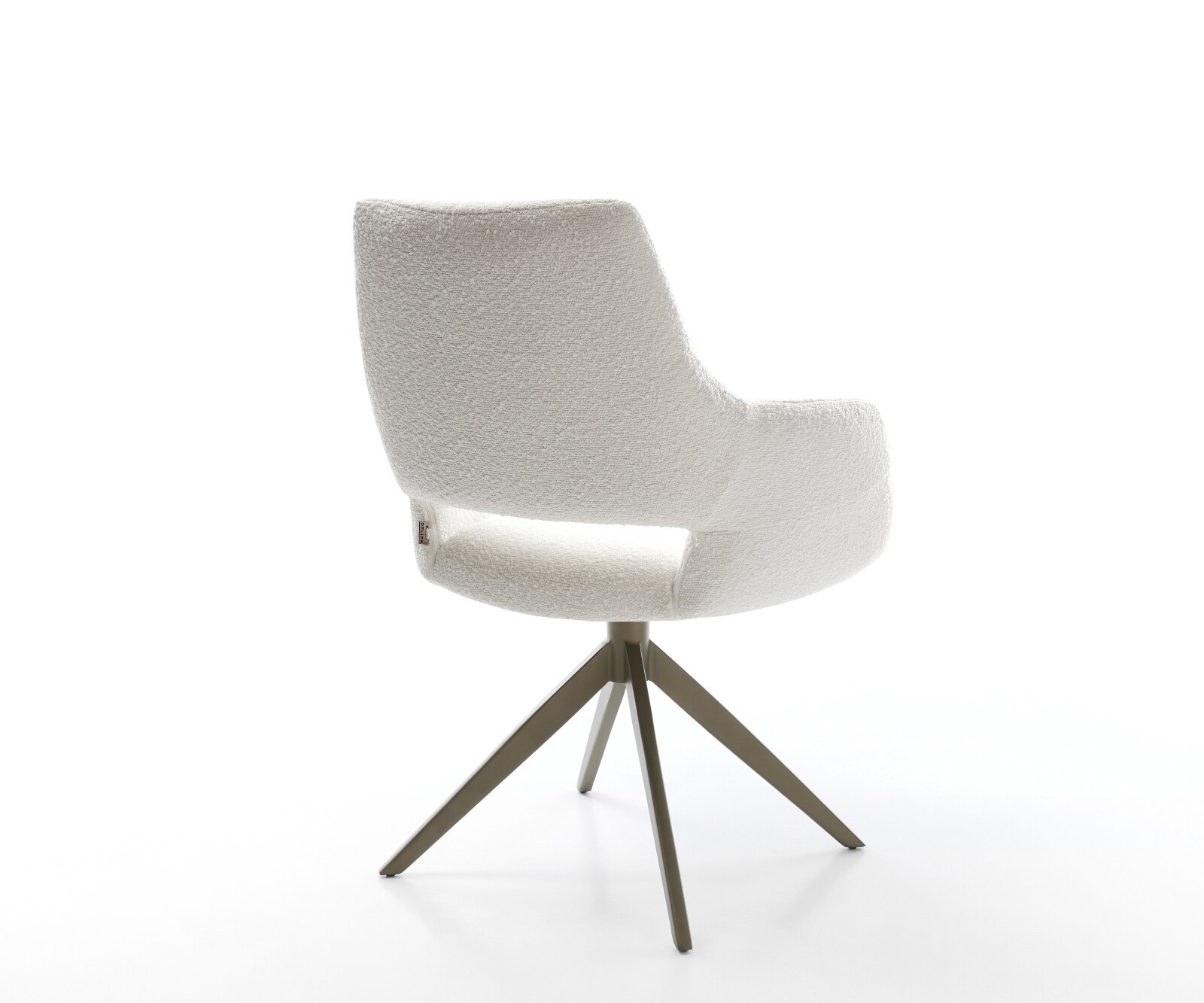 Chaise-pivotante Yago-Flex avec accoudoirs bouclé crème-blanc pied croisé large aspect titane pivotement sur 360° fonction bascule ressorts ensachés 4
