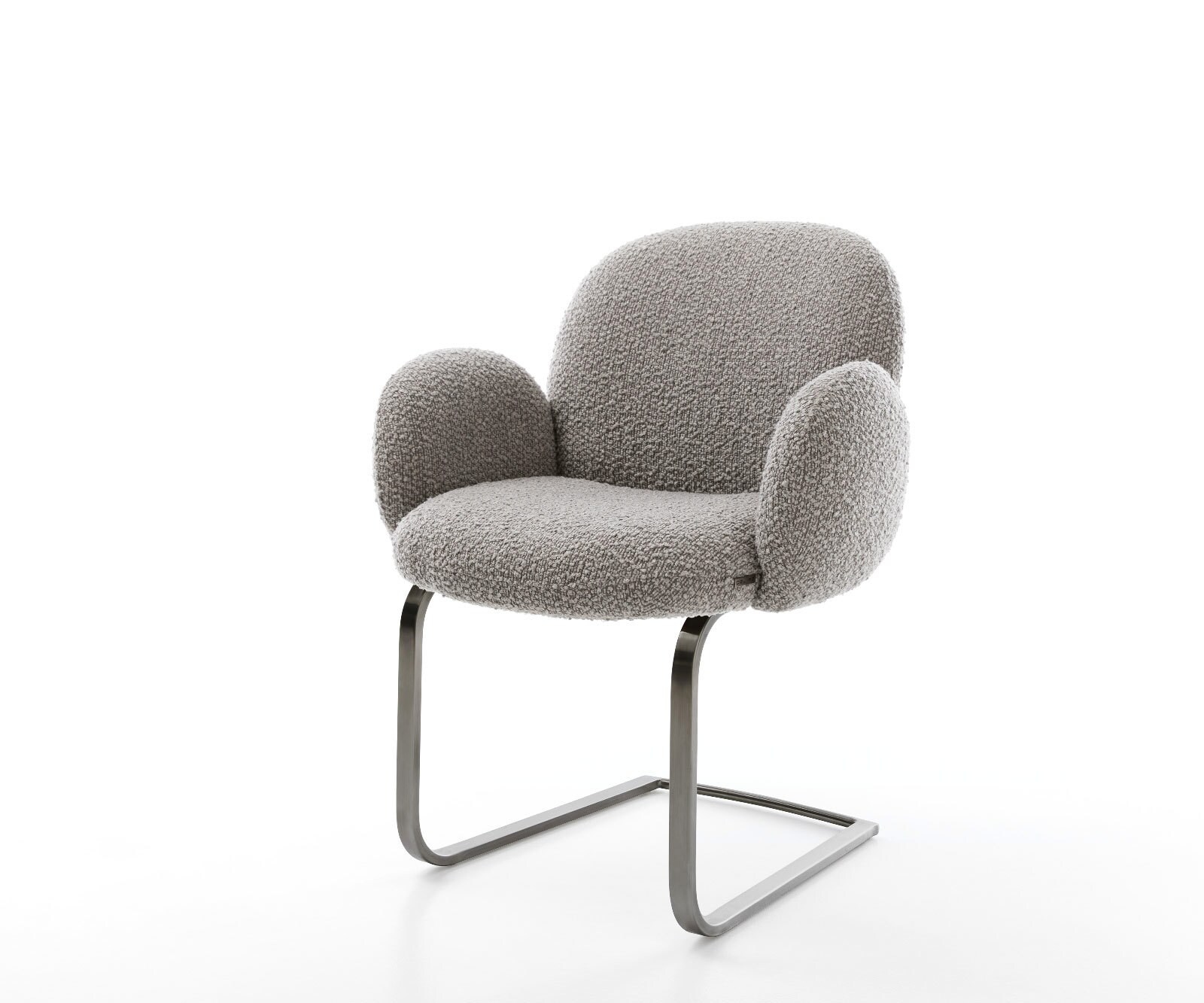 Cantilever Nube-Flex mit Armlehnen bouclé gris argenté pied cantilever plat grafiete ressorts ensachés 1