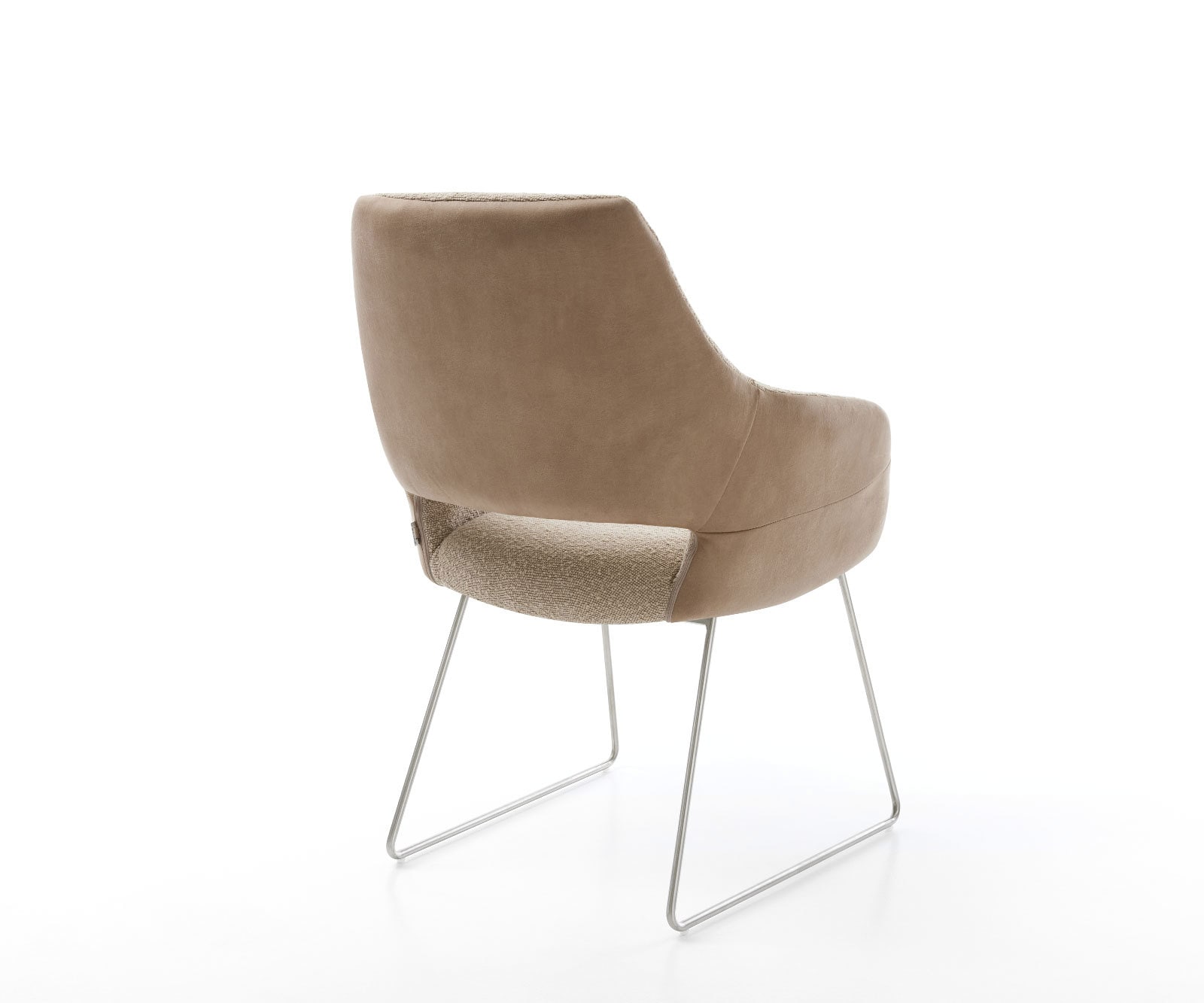 Esszimmerstuhl Yago-Flex mit Armlehnen Materialmix Schlamm Kufengestell Edelstahl Taschenfederkern 5