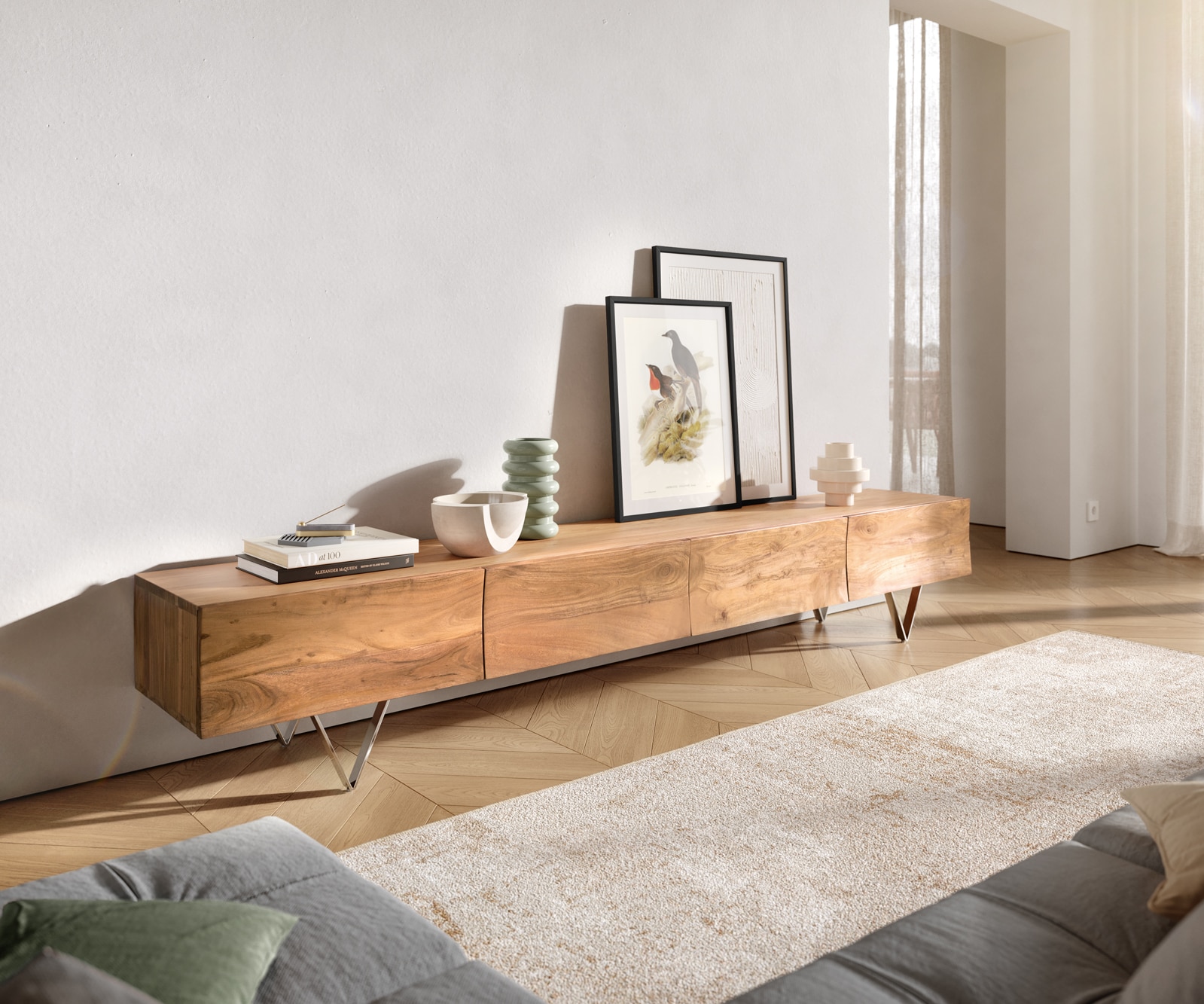Fernsehtisch Wyatt 220 cm 4 Schubladen Design Lowboard  4 Fernsehtisch Wyatt 220 cm 4 Schubladen Design Lowboard  4