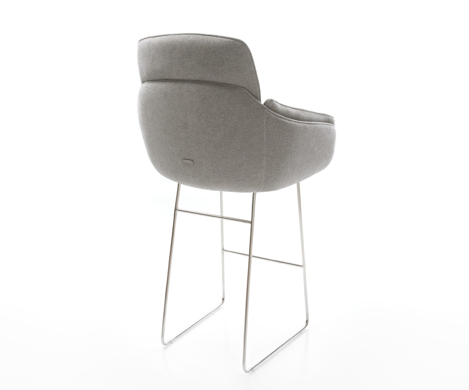 Chaise-de-bar Luan-Flex Tissu structuré doux Gris Pied trapèze acier inoxydable Argent 5