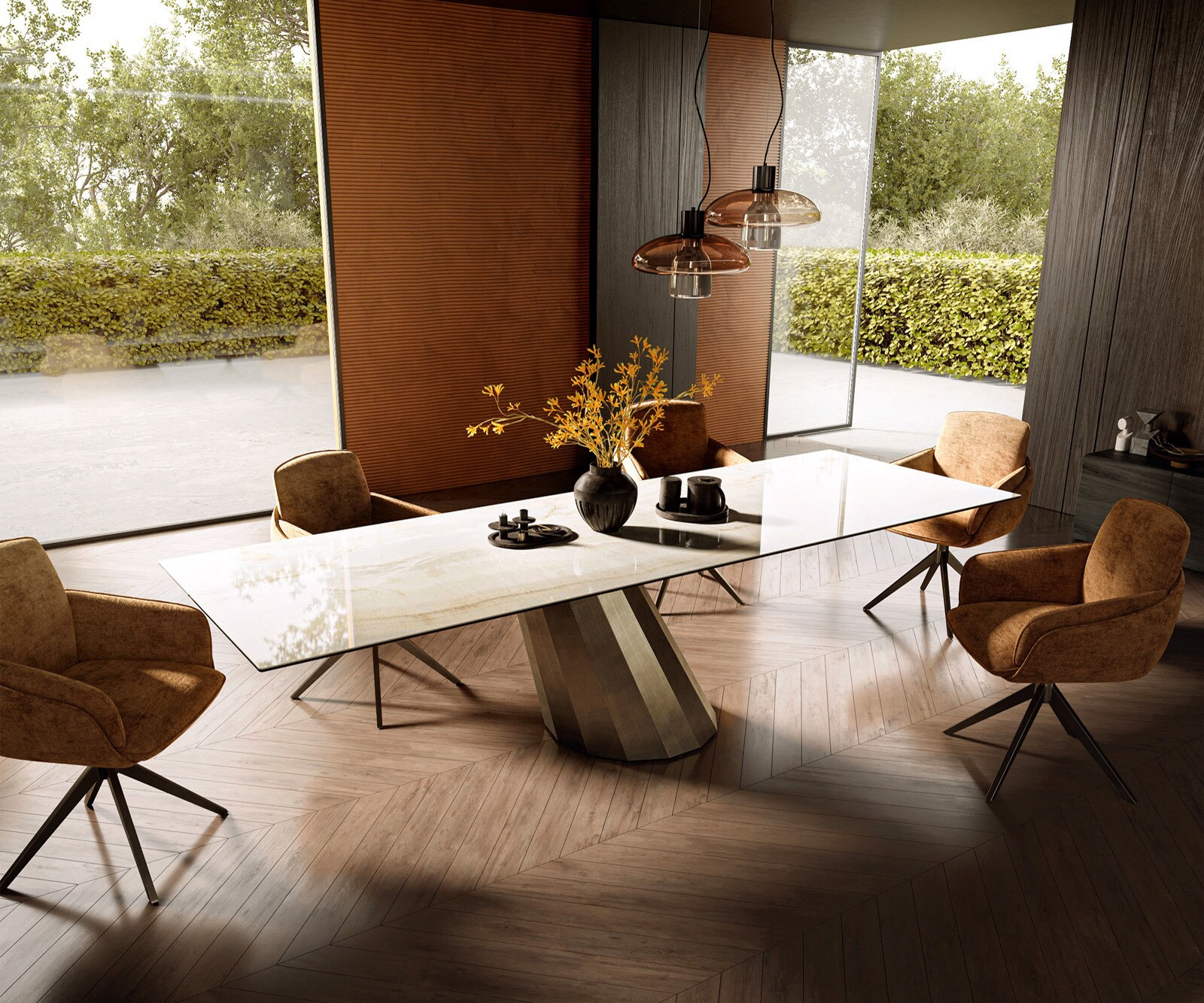 Esstisch Edge 300x100 Keramik Laminam® Onice Oro ​Parabel Metallic Gold 6