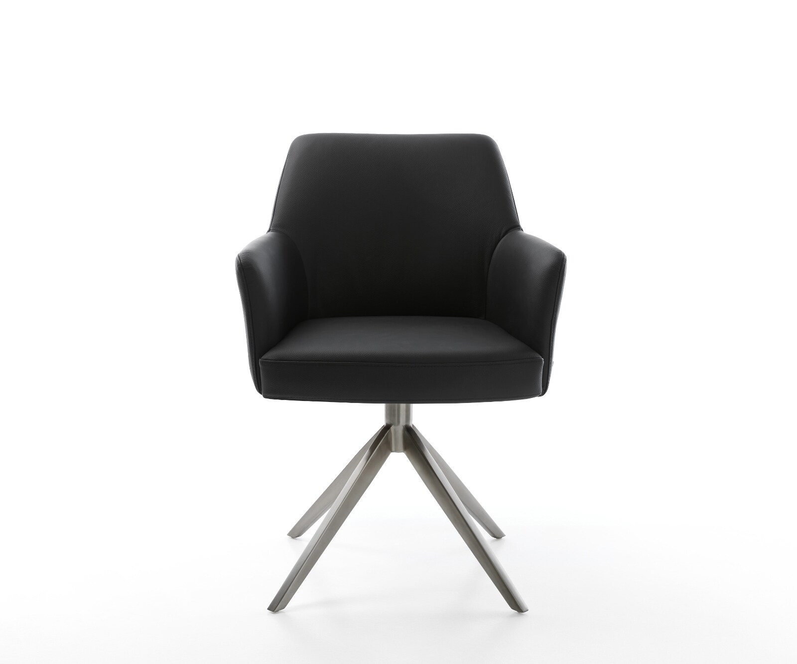 Chaise-pivotante Xana-Flex avec accoudoirs cuir de vache noir pied croisé large grafiete pivotement sur 360° fonction bascule ressorts ensachés 1