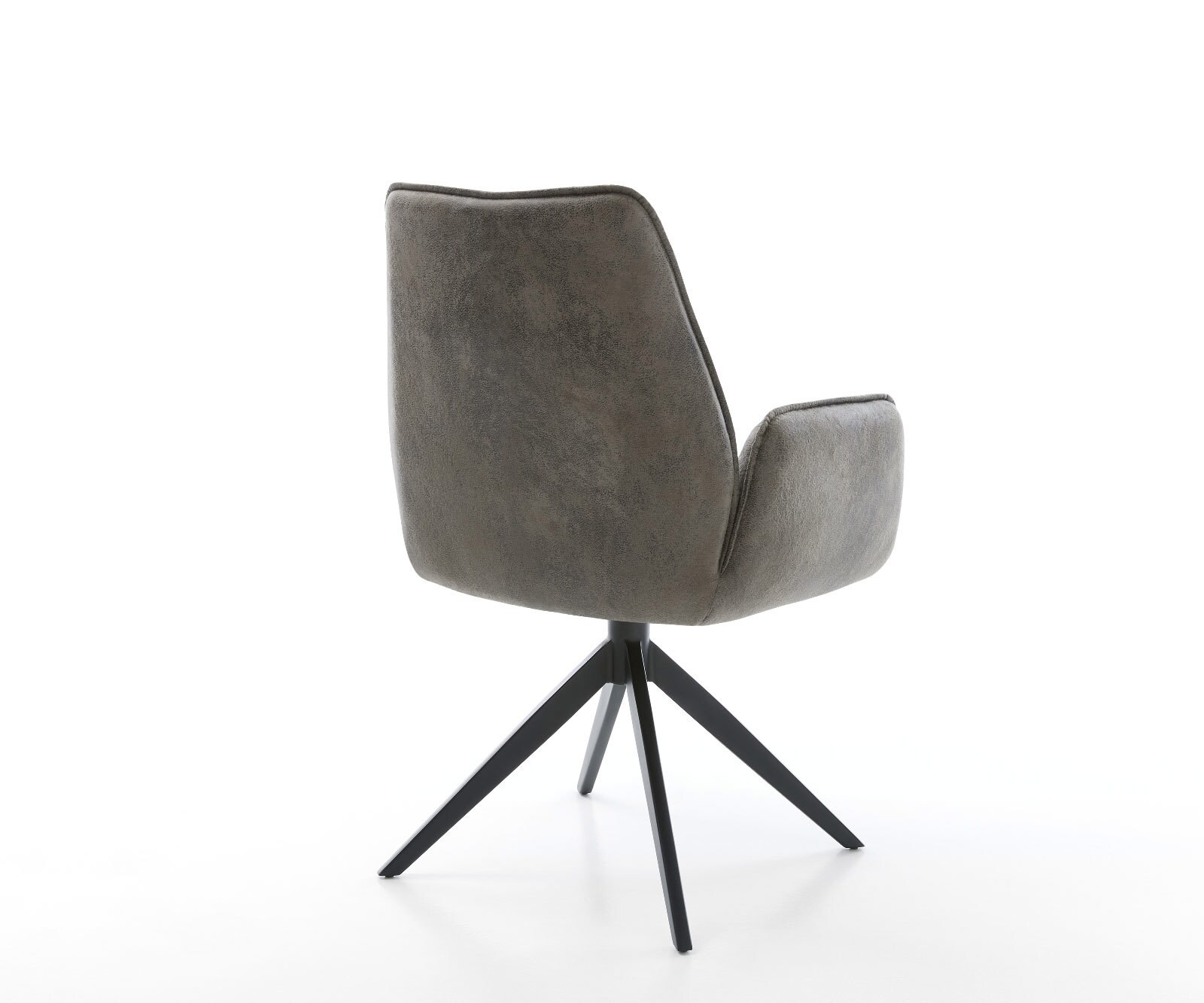 Chaise-de-salle-à-manger Zoa-Flex microvelours gris antique pied croisé large noir ressorts ensachés 4
