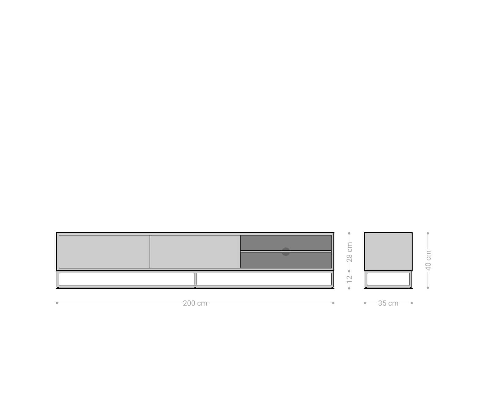 Lowboard Famke 200 cm Mango Teak 2 Türen 2 Fächer 9