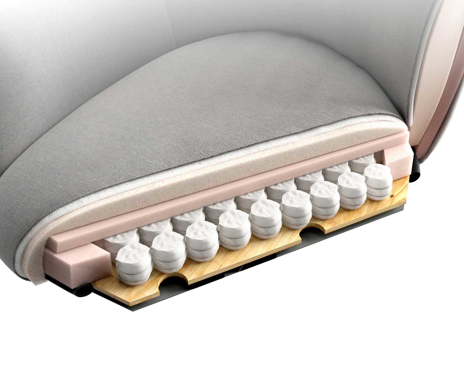 Chaise-pivotante Caja-Flex avec accoudoirs côtelé gris argenté pied de chaise 4 branches acier inoxydable ressorts ensachés pivote sur 360° 8