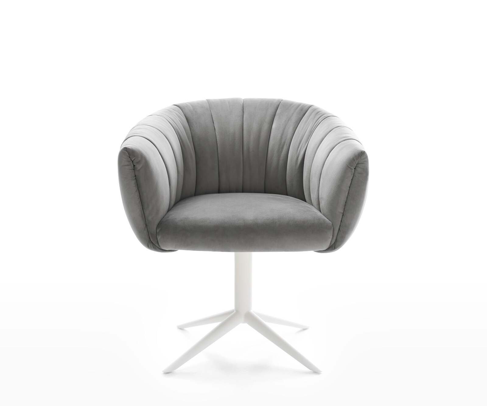 Drehstuhl Jada-Flex Samt Grau Fußkreuz Weiß 360° drehbar Wippfunktion Taschenfederkern 1