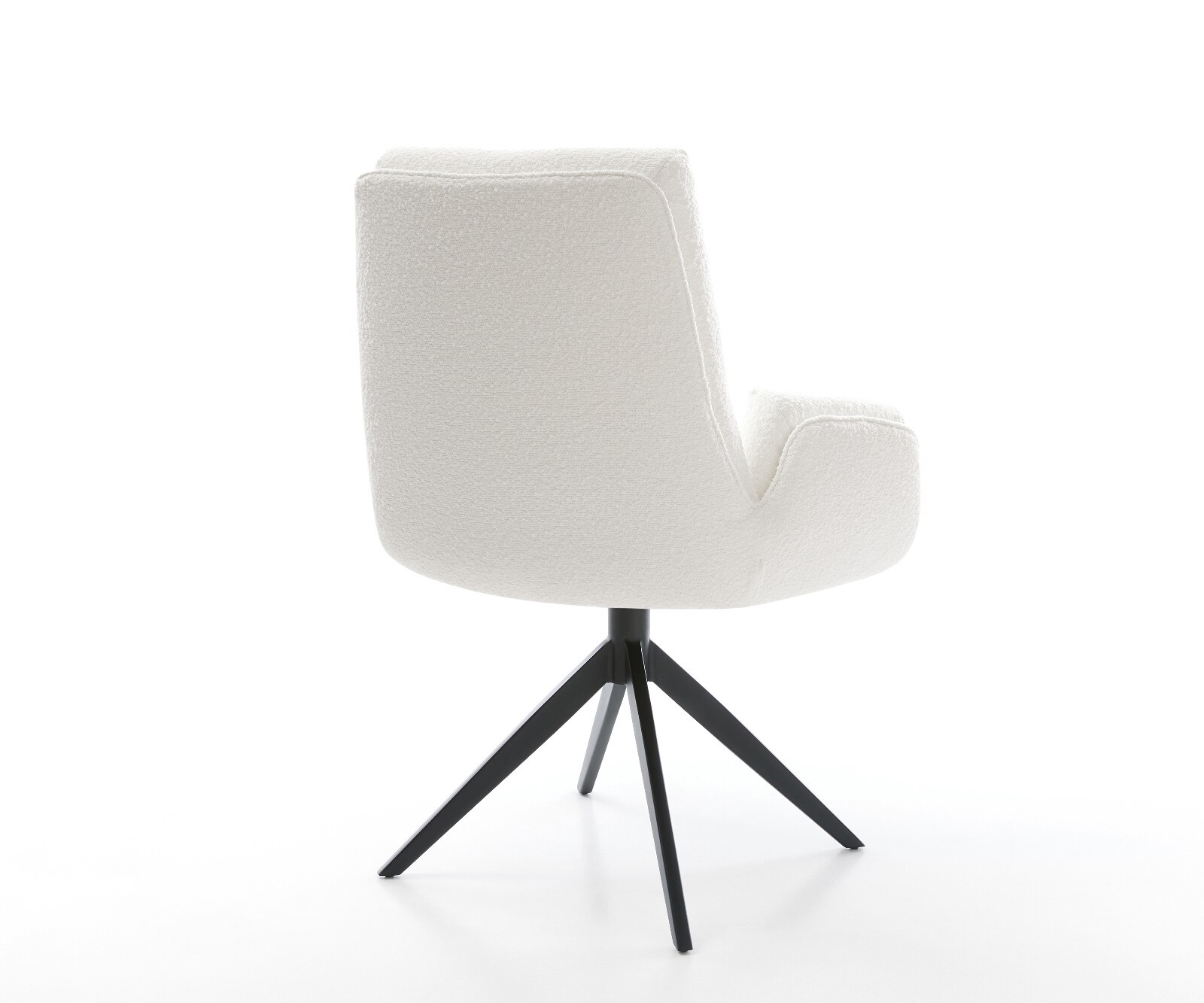 Drehstuhl Clea-Flex Bouclé Creme-Weiß Kreuzgestell breit Schwarz 360° drehbar Wippfunktion 5
