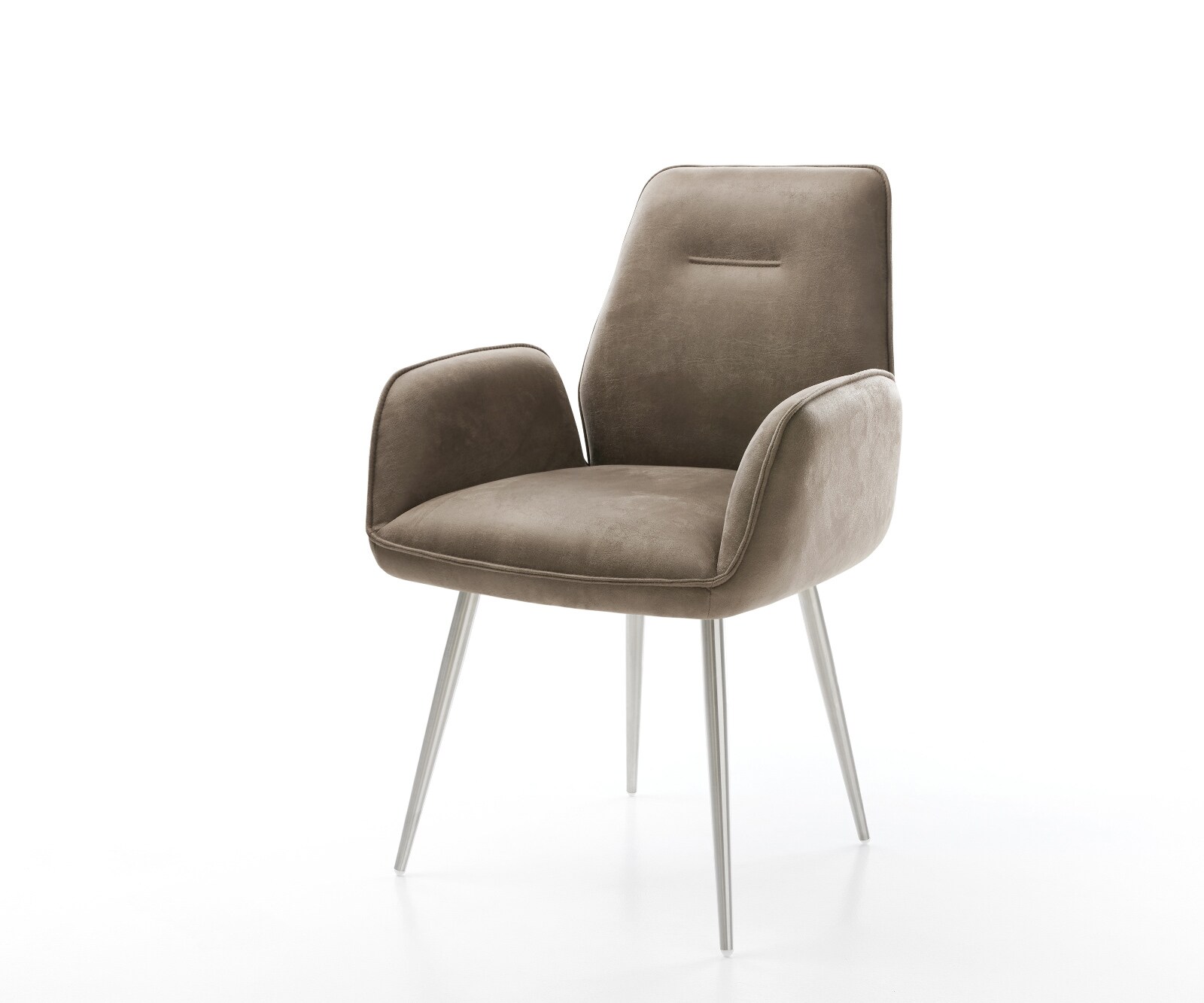 Esszimmerstuhl Zoa-Flex Mikrofaser Taupe Vintage 4-Fuß konisch Edelstahl Taschenfederkern