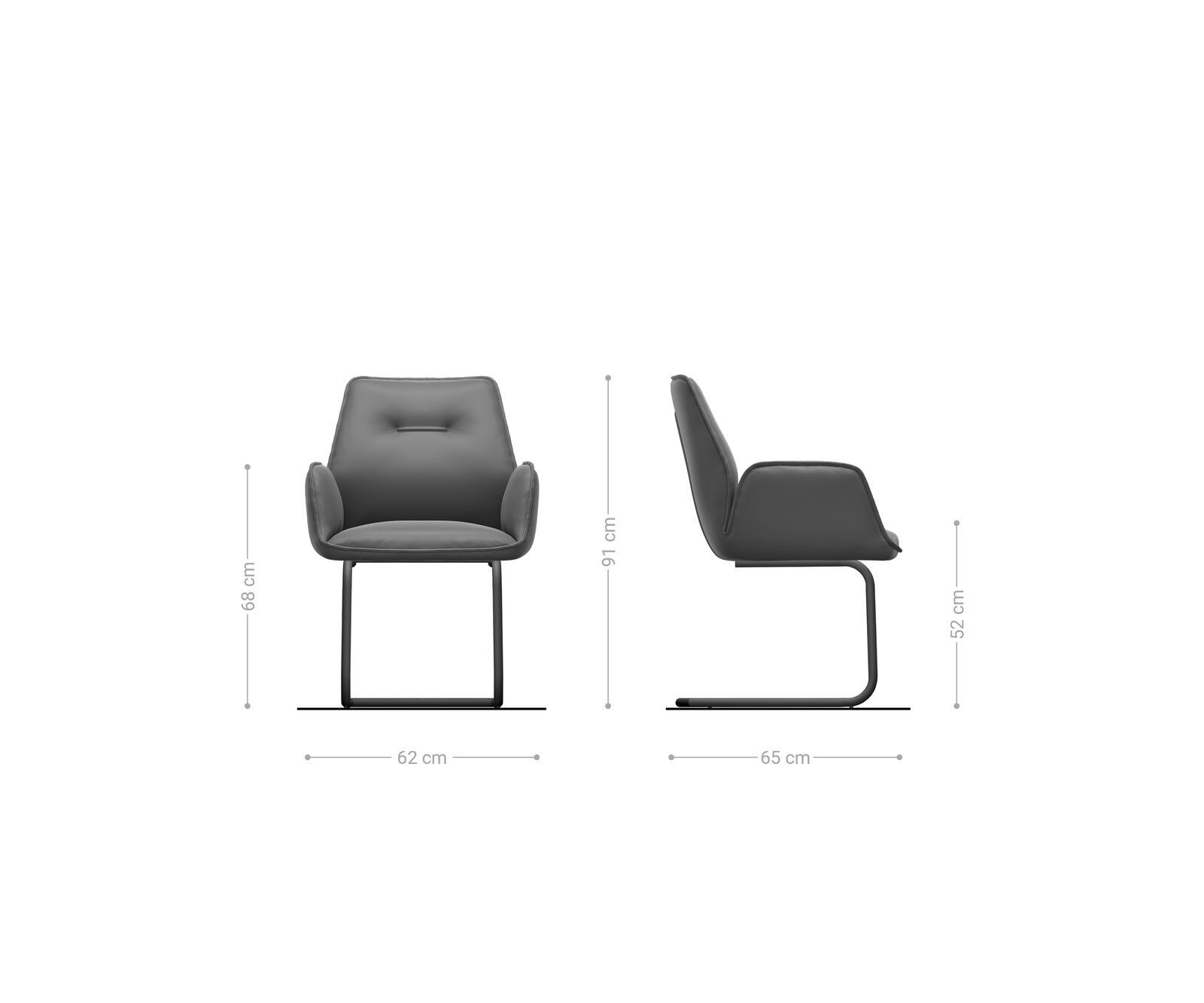 Freischwinger Zoa-Flex Echt-Leder Schwarz Freischwinger rund Edelstahl Taschenfederkern 5