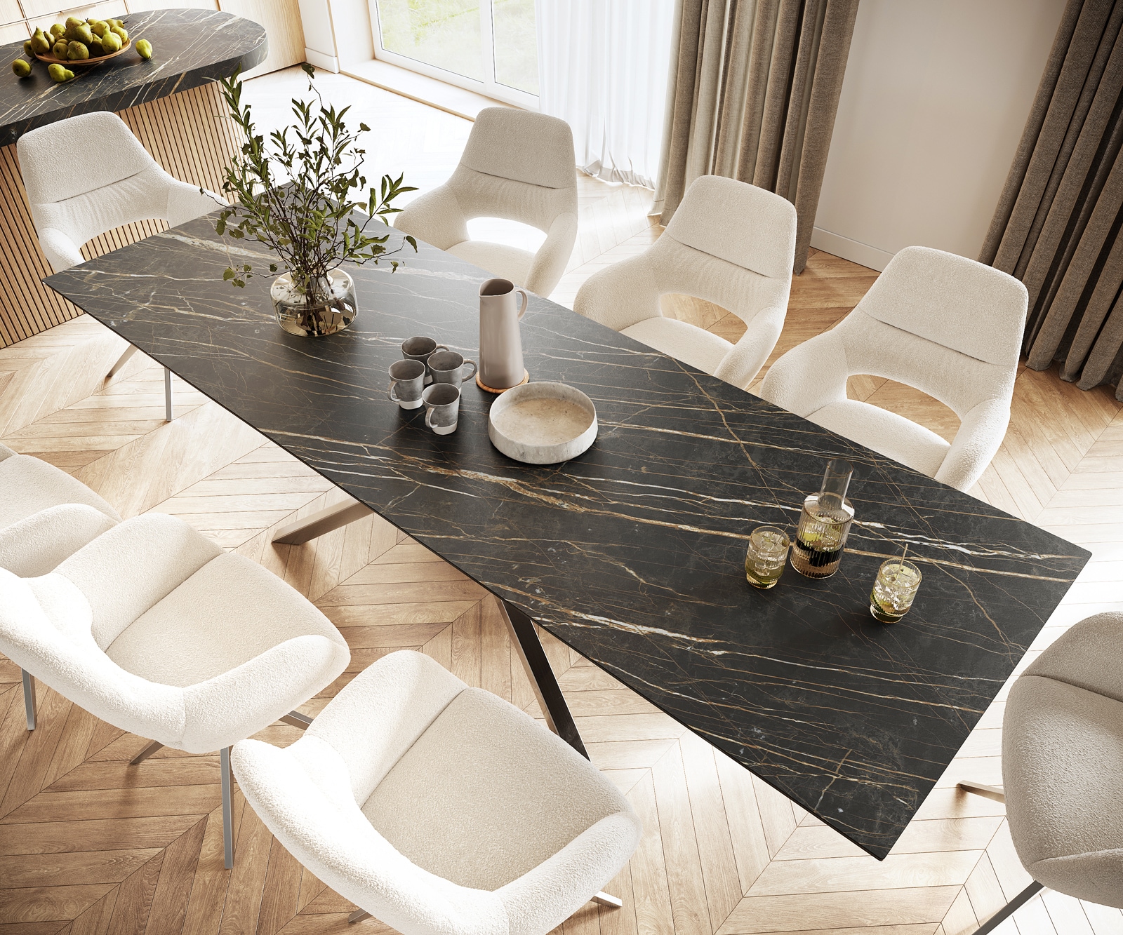 Esstisch Edge 300x100cm Keramik Laminam®Noir Desir Braun Kreuzgestell Rechteck Edelstahl 3 Esstisch Edge 300x100cm Keramik Laminam®Noir Desir Braun Kreuzgestell Rechteck Edelstahl 3