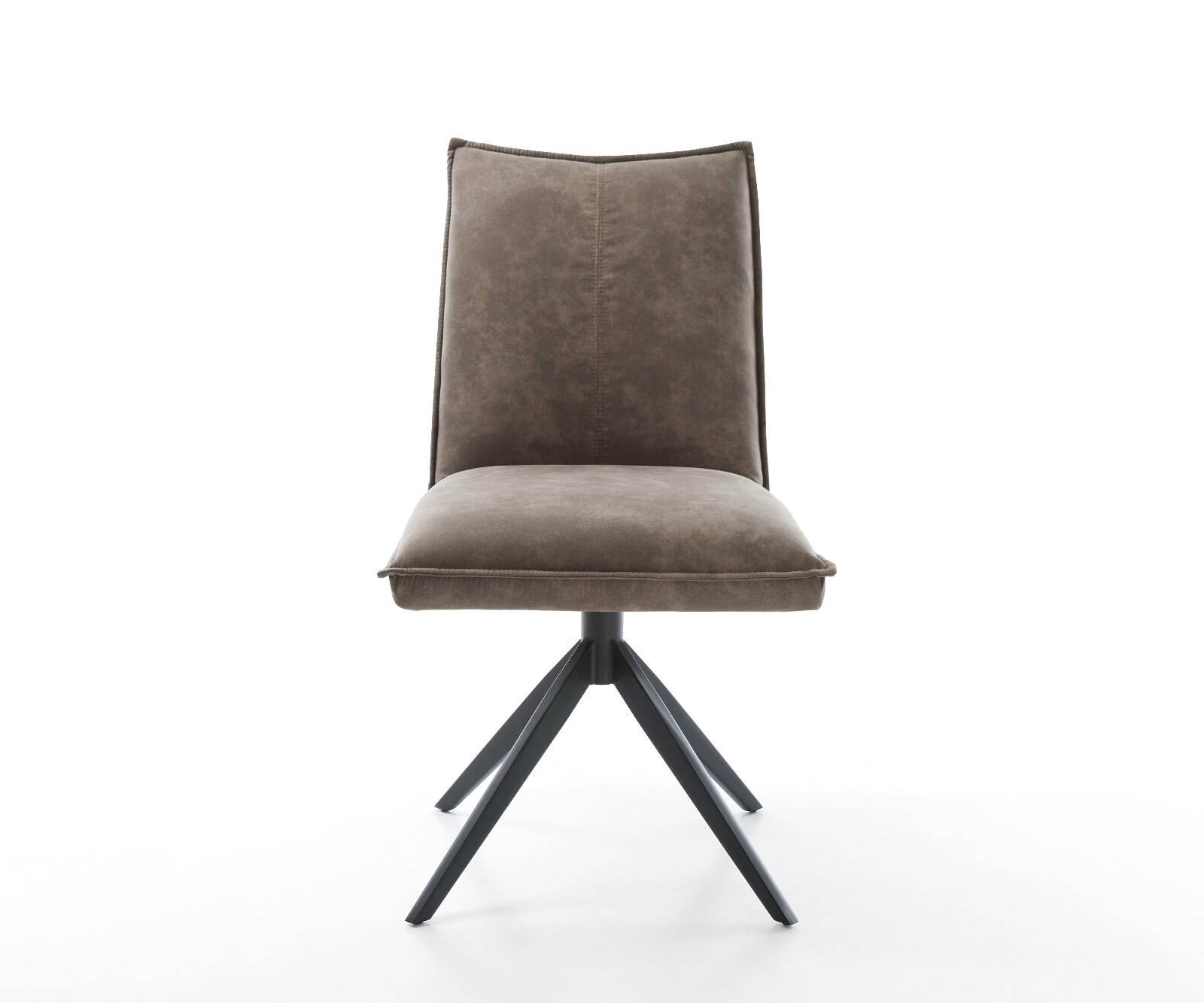 Chaise-pivotante Lelio-Flex microvelours taupe vintage pied croisé large noir pivotement sur 360° fonction bascule ressorts ensachés 1