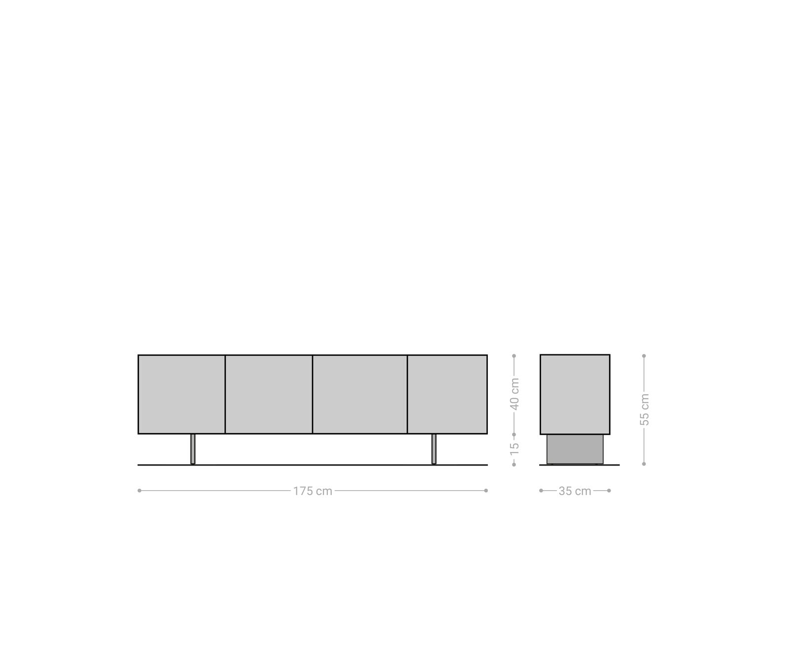 Lowboard Puzzle 175 cm 4 Türen Akazie Natur Fuß schwebend Metall schwarz 5 Lowboard Puzzle 175 cm 4 Türen Akazie Natur Fuß schwebend Metall schwarz 5