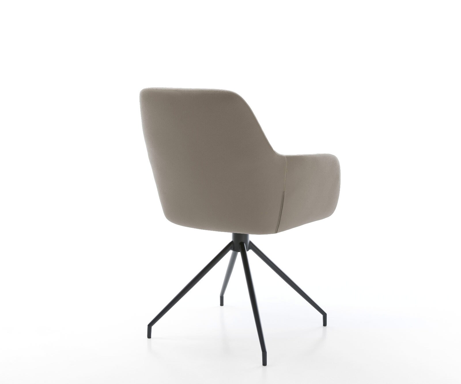 Chaise-de-salle-à-manger Pejo-Flex cuir de vache couleur boue pied croisé conique noir ressorts ensachés 4
