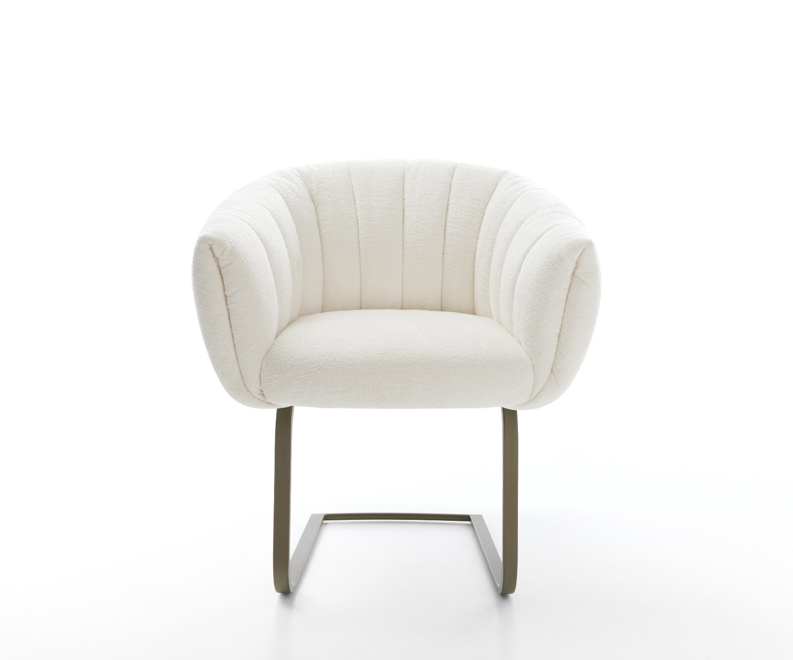 Cantilever Jada-Flex bouclé doux beige pied cantilever plat aspect titane ressorts ensachés 2