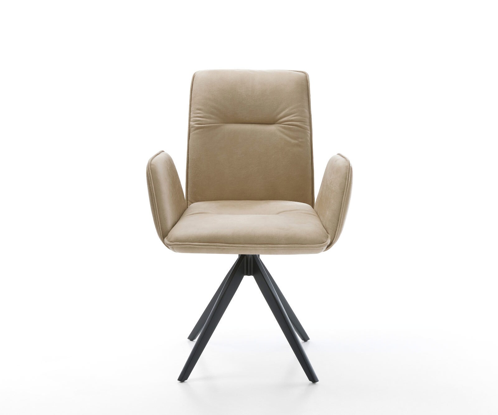Esszimmerstuhl Vinja-Flex Mikrofaser Beige Vintage Kreuzgestell kantig Schwarz 1