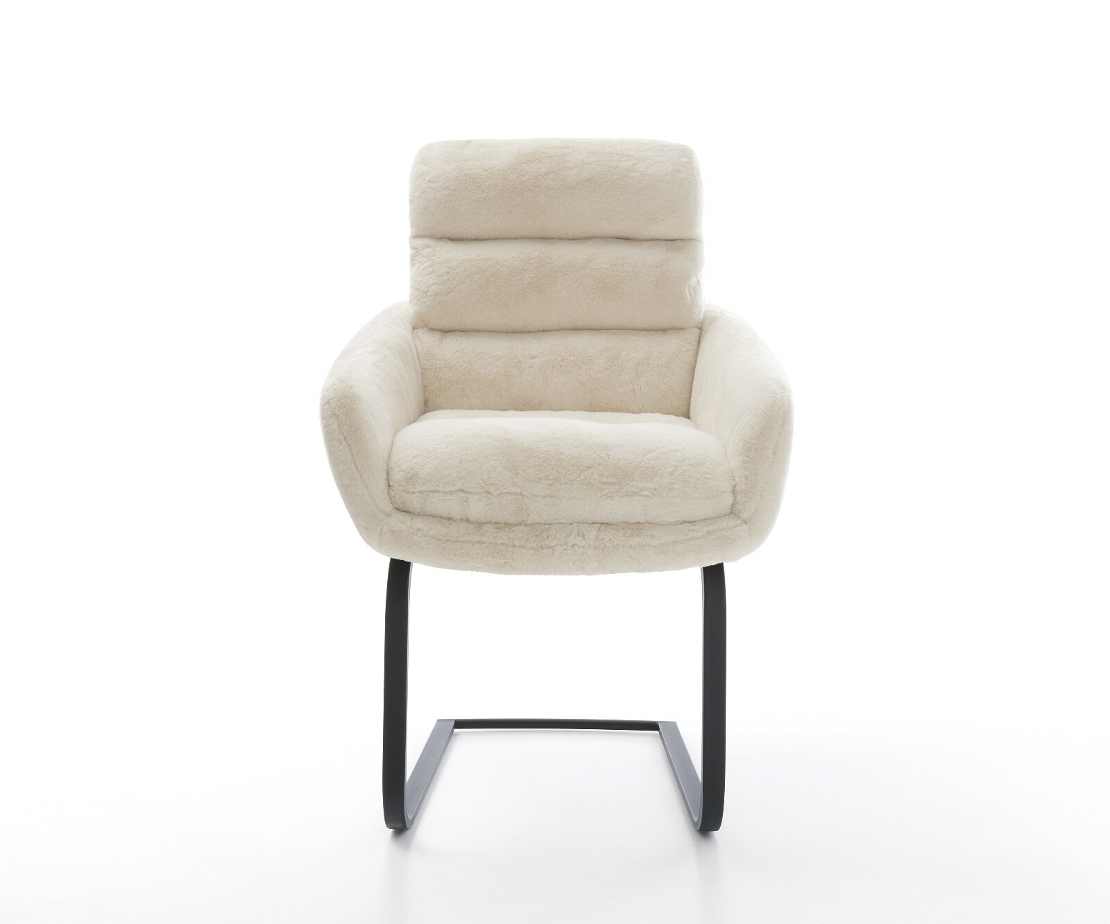 Cantilever Abelia-Flex avec accoudoirs peluche crème-blanc pied cantilever plat noir 2