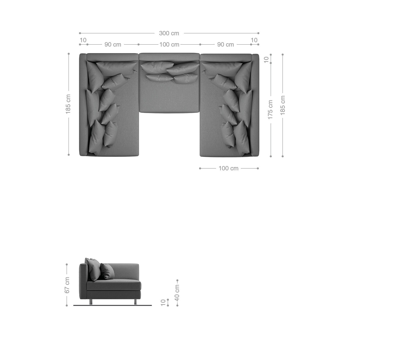 Wohnlandschaft Clovis Weiss Schwarz Modulares Sofa 8