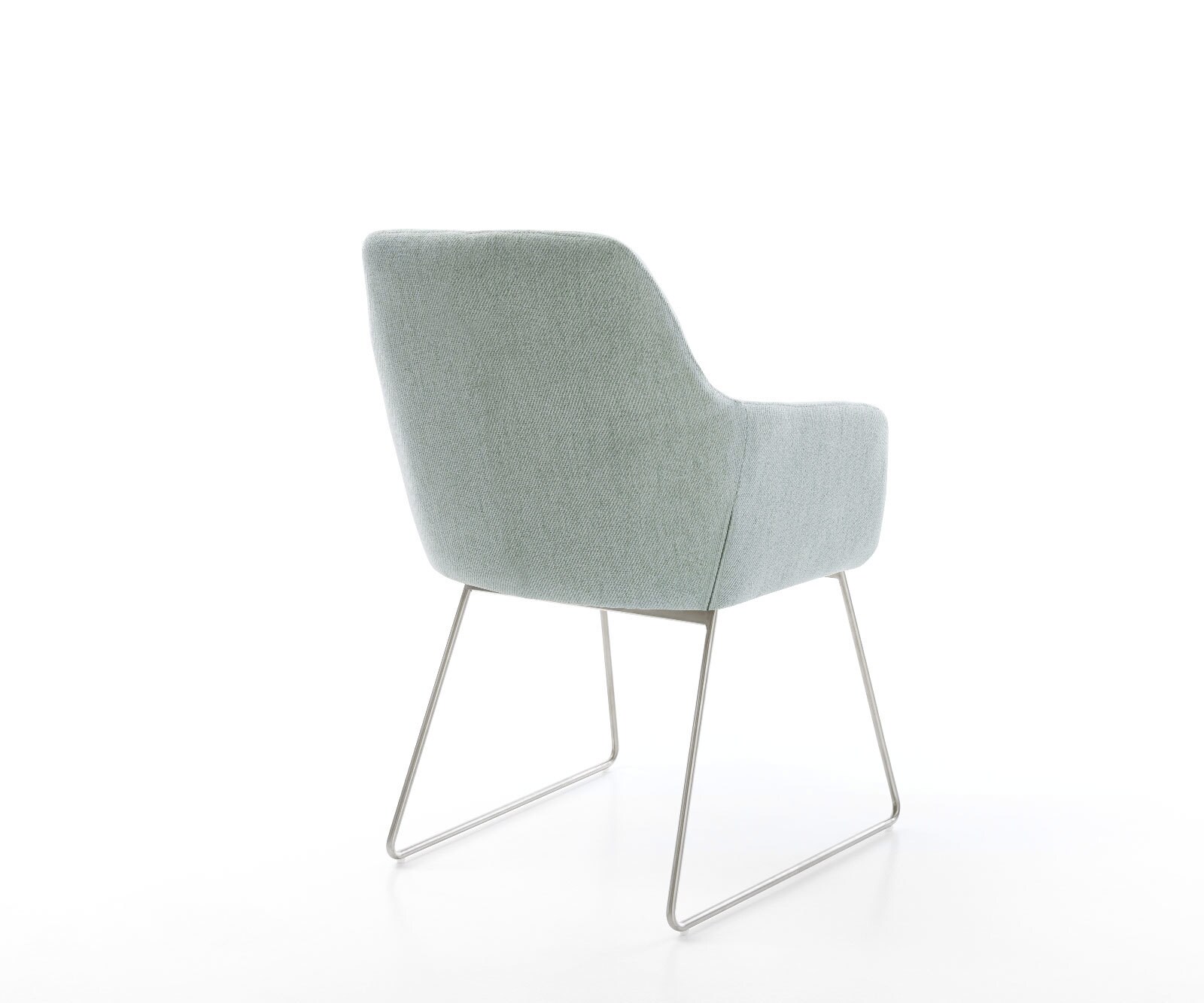 Chaise-de-salle-à-manger Pejo-Flex rayures Vert menthe pied trapèze acier inoxydable brossé 4