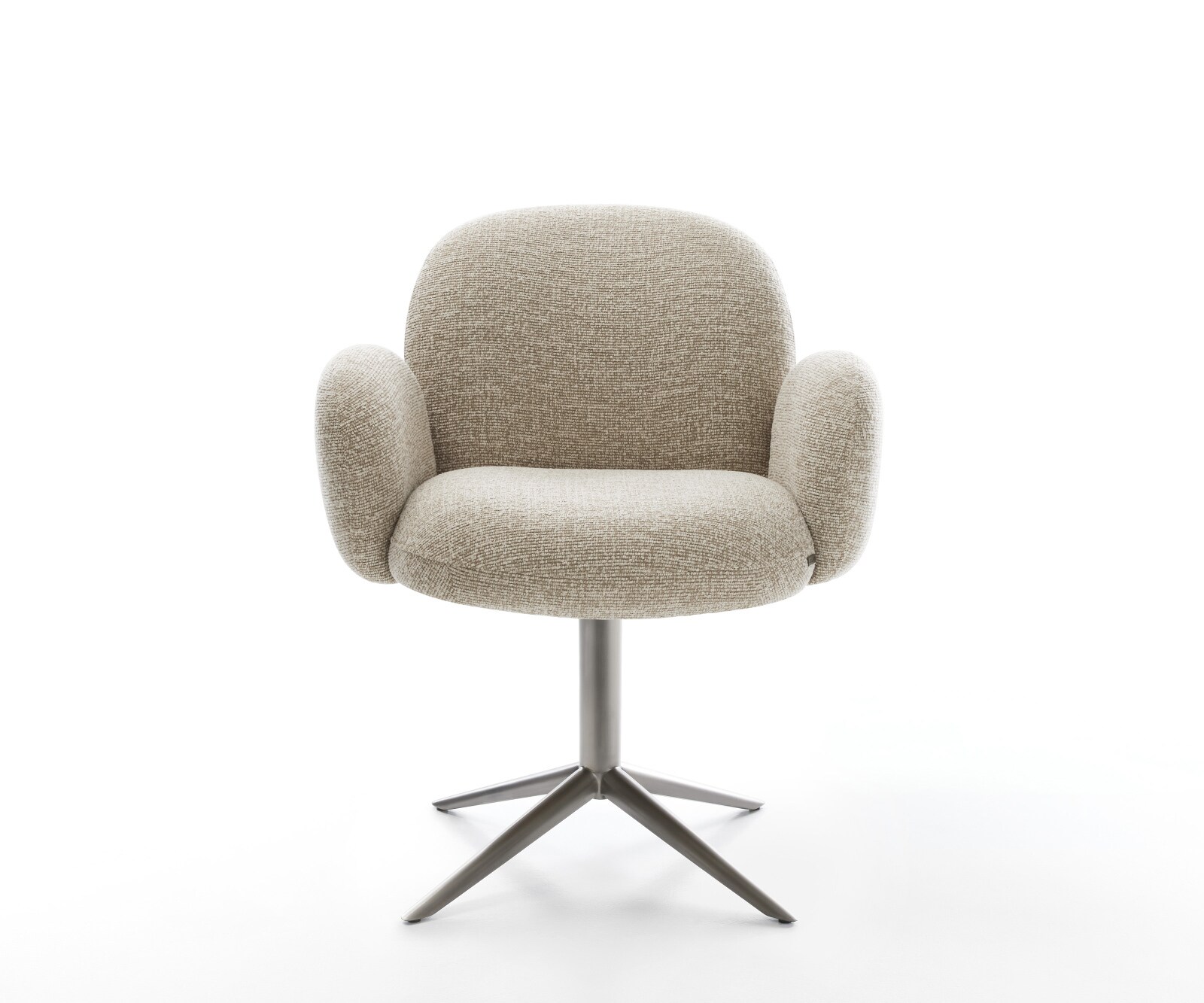 Chaise-pivotante Nube-Flex avec accoudoirs tissu tissé doux beige pied de chaise 4 branches grafiete pivotement sur 360° fonction bascule resorts ensachés 2