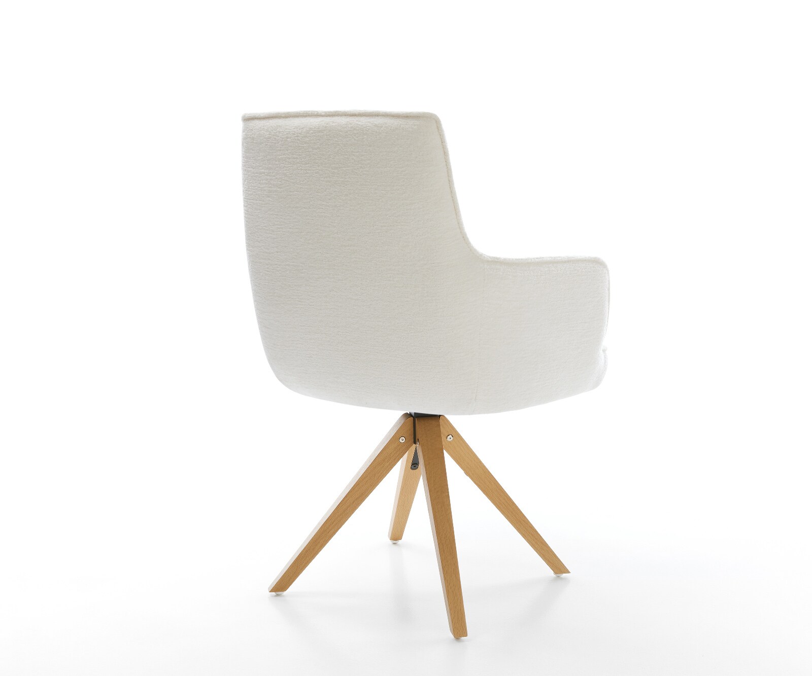 Drehstuhl Heira-Flex mit Armlehnen Bouclé Soft Beige Holzgestell kantig Natur 180° drehbar Taschenfederkern 4