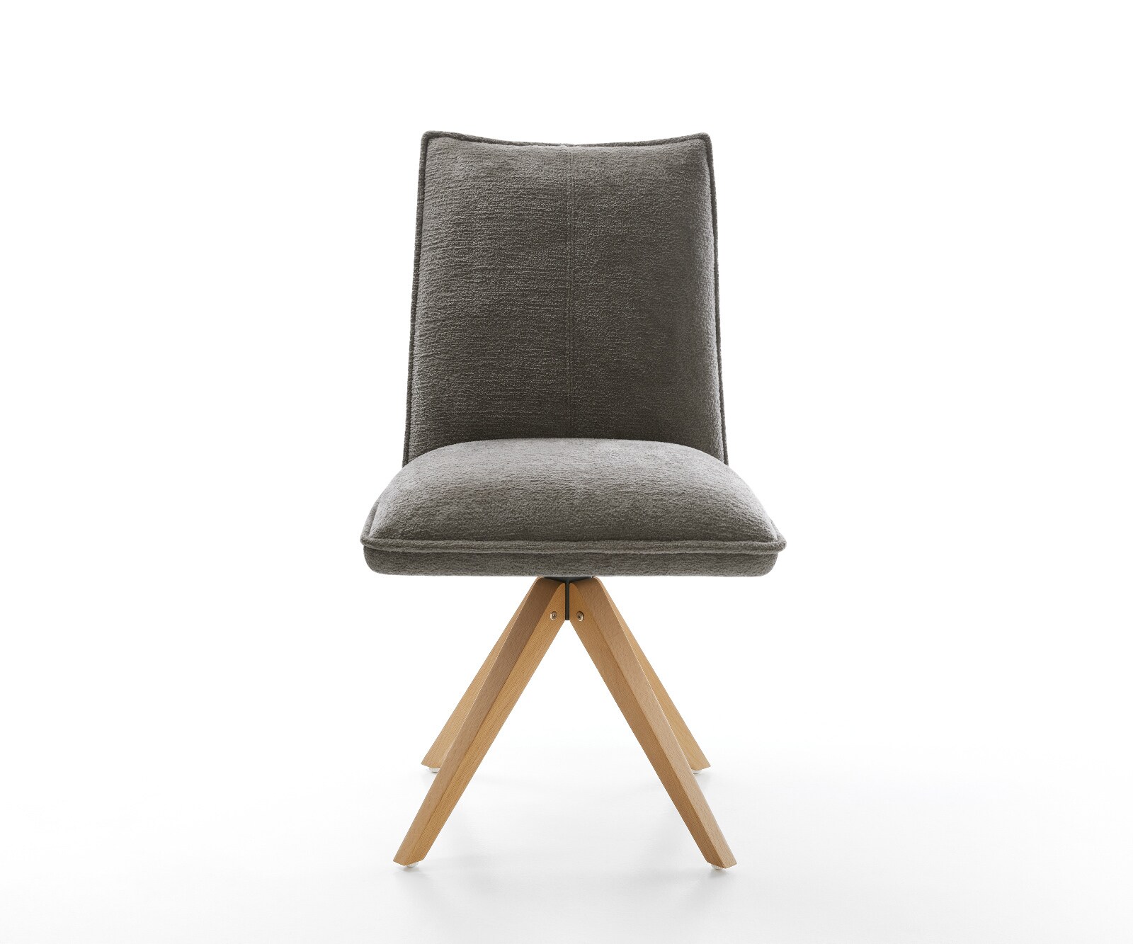 Drehstuhl Lelio-Flex Bouclé Soft Schlamm Holzgestell kantig Natur 180° drehbar Taschenfederkern 2