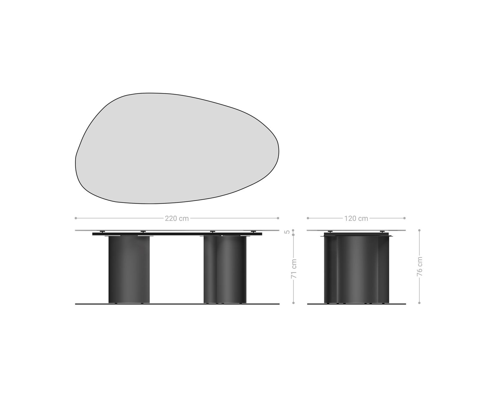 Table de salle à manger Edge Ovale Céramique Emperador Extra Lucidato Brun foncé 220x120 Troa Métal finition effet Titane 8