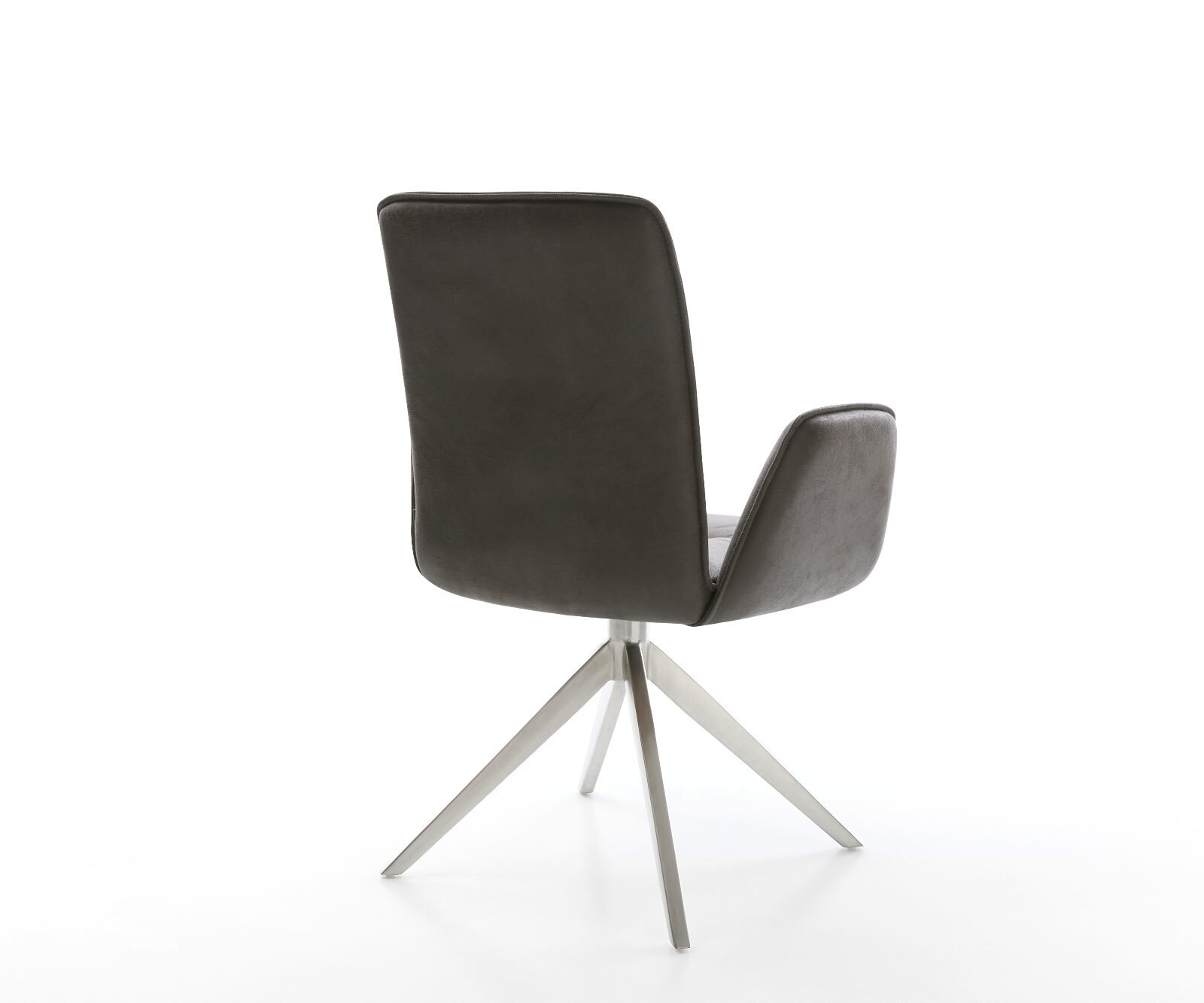 Chaise-pivotante Vinja-Flex microvelours anthracite vintage pied croisé large acier inoxydable brossé pivotement sur 360° fonction bascule 4