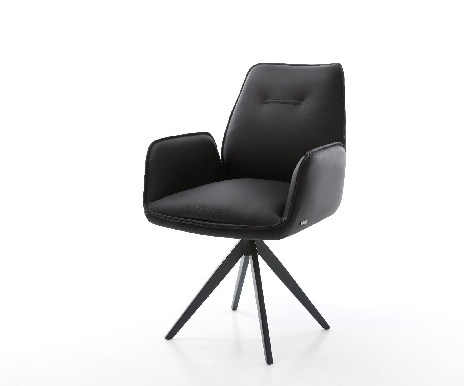 Drehstuhl Zoa-Flex Echt-Leder Schwarz Kreuzgestell kantig Schwarz 180° drehbar
