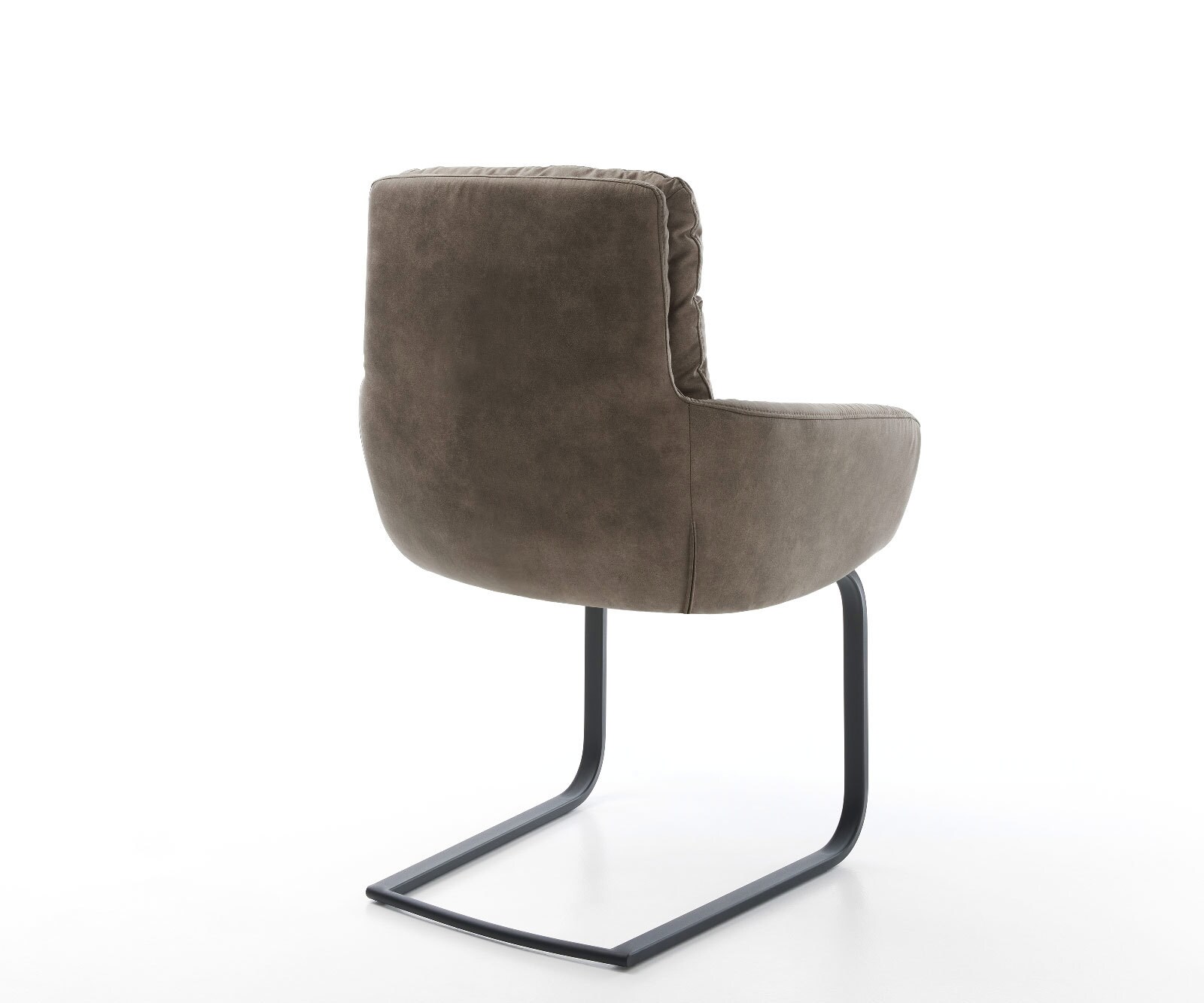Cantilever Abelia-Flex avec accoudoirs microvelours taupe vintage pied cantilever plat noir 4