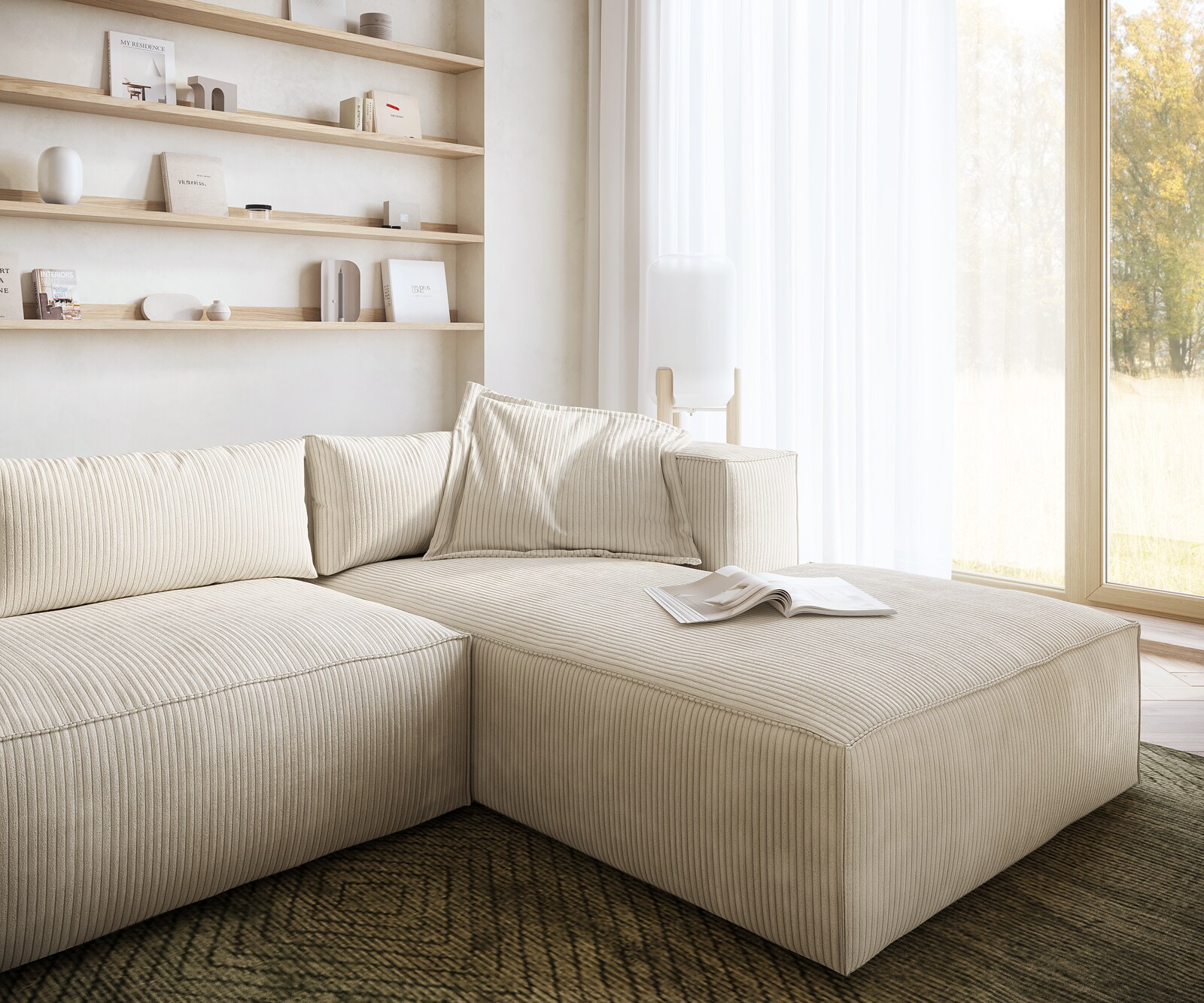 Eckcouch Brom 260x175 cm Cord Beige Recamiere rechts 4 Eckcouch Brom 260x175 cm Cord Beige Recamiere rechts 4