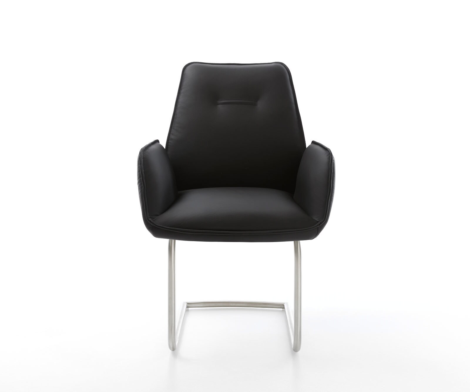 Freischwinger Zoa-Flex Echt-Leder Schwarz Freischwinger rund Edelstahl Taschenfederkern 1
