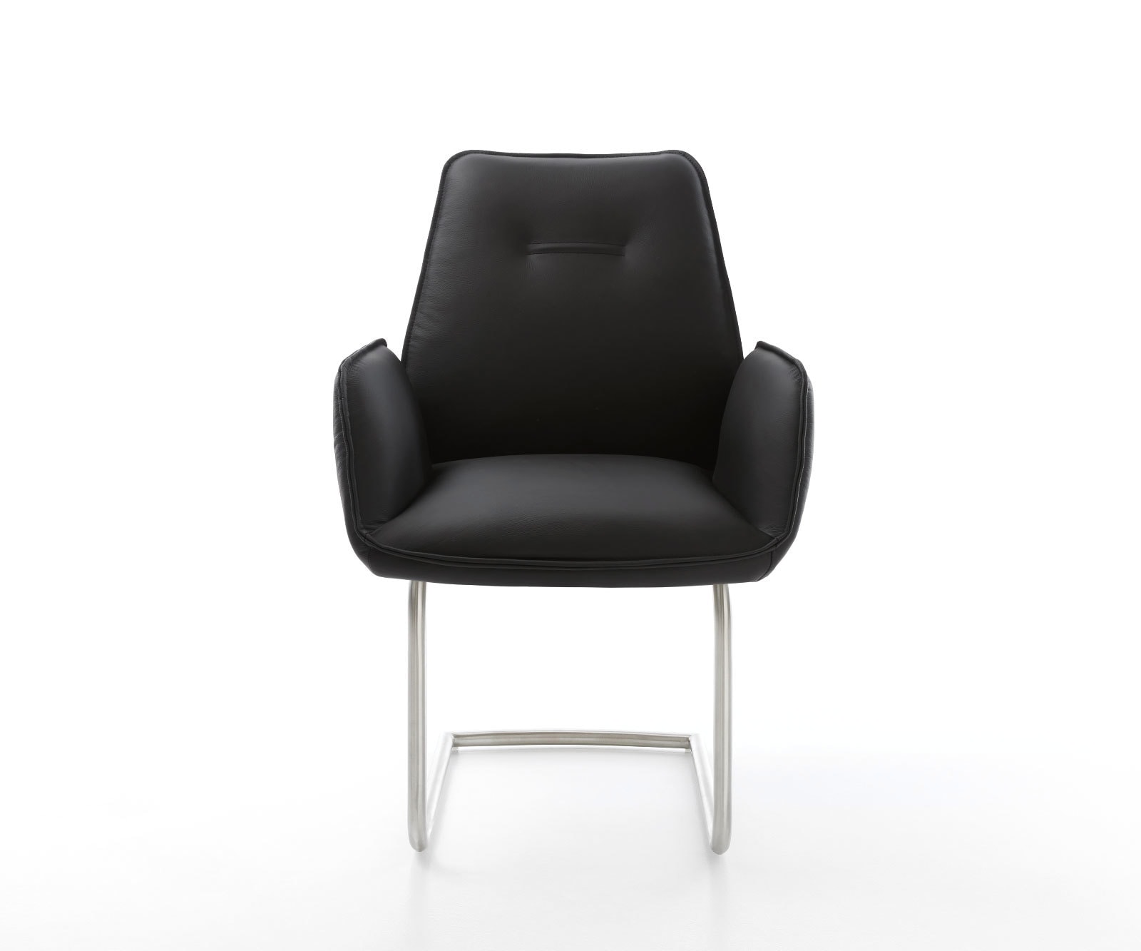 Cantilever Zoa-Flex cuir de vache noir pied cantilever rond acier inoxydable brossé ressorts ensachés 2